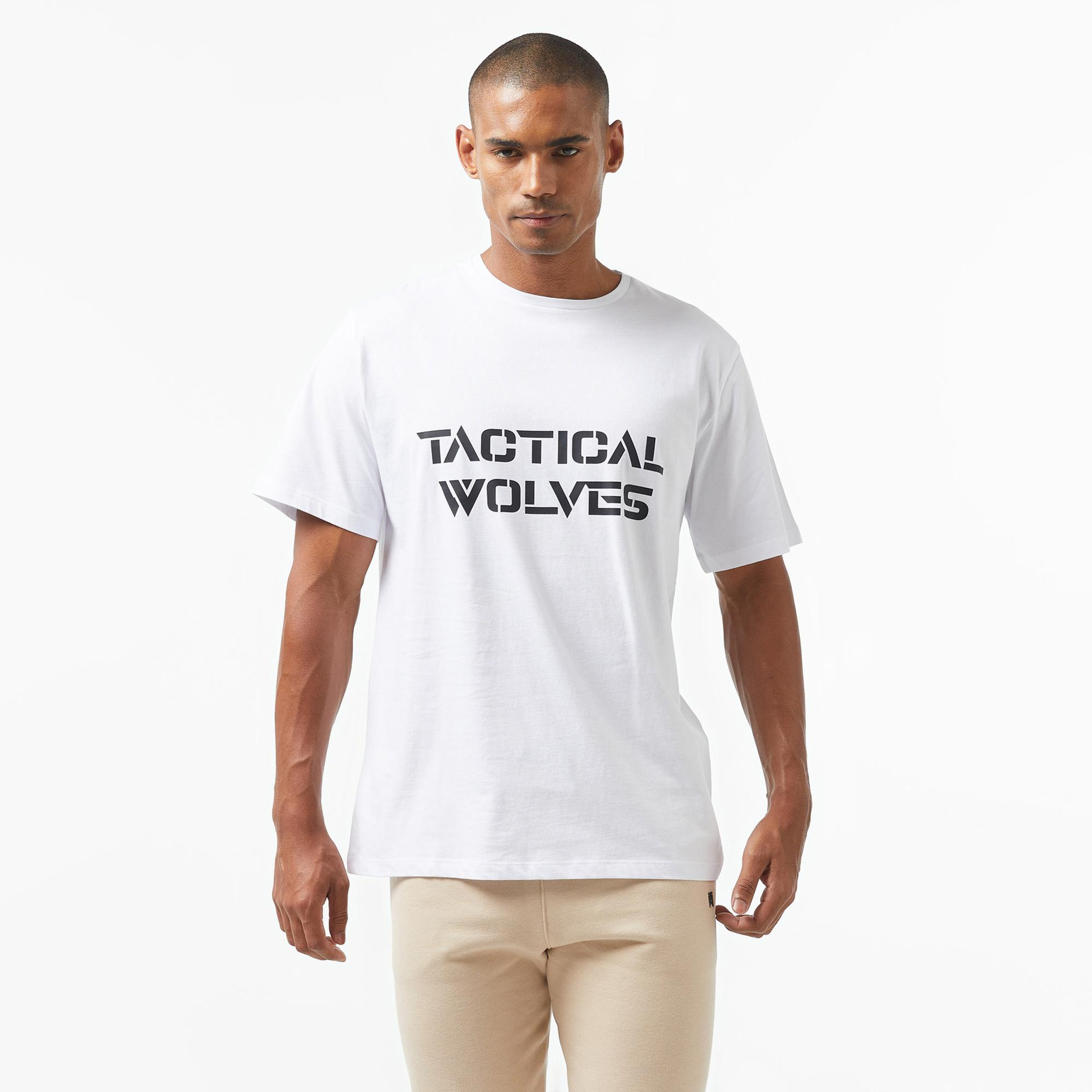 Tactical Wolves Classic Erkek Beyaz T-Shirt