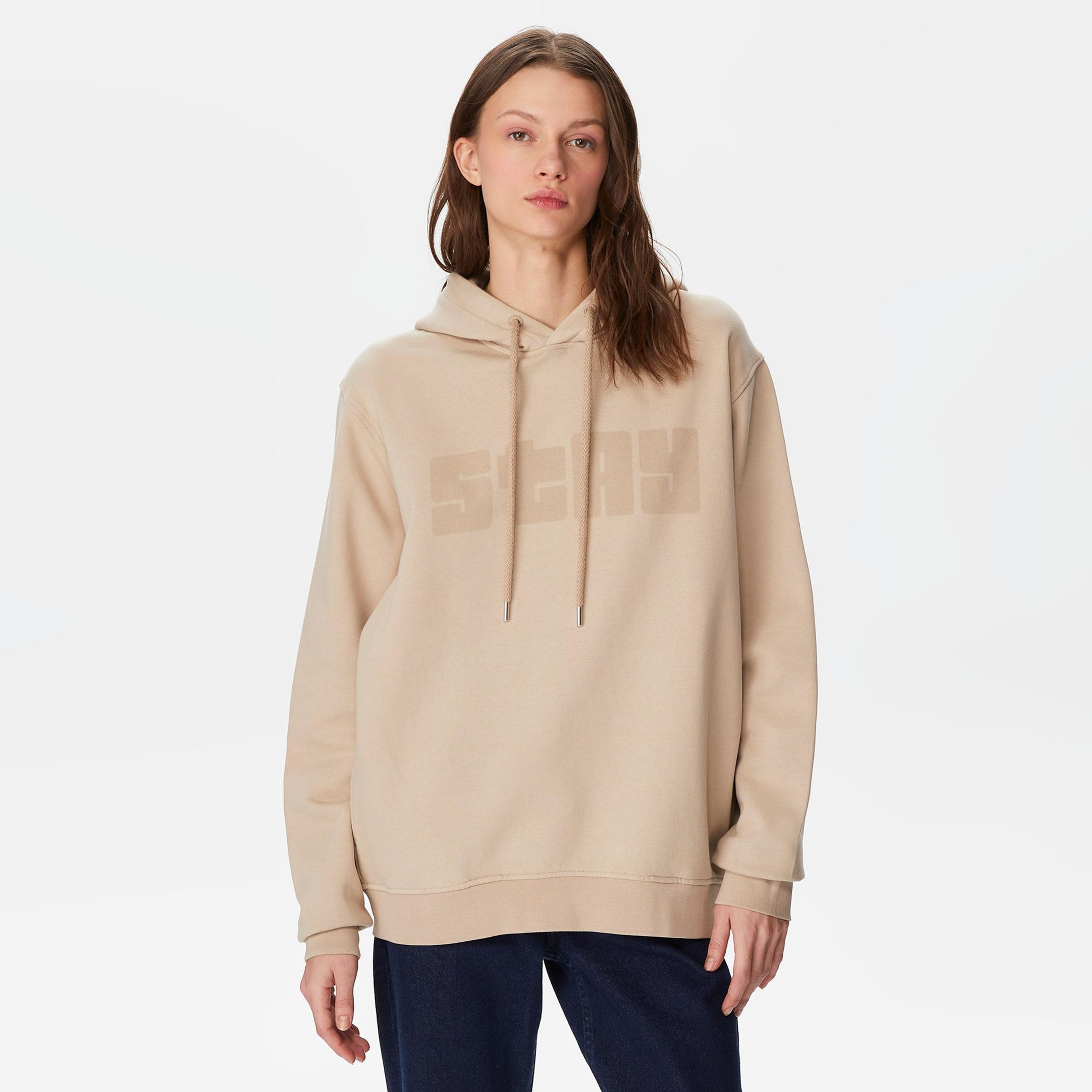 The Stay Line Etheral Unisex Bej Hoodie