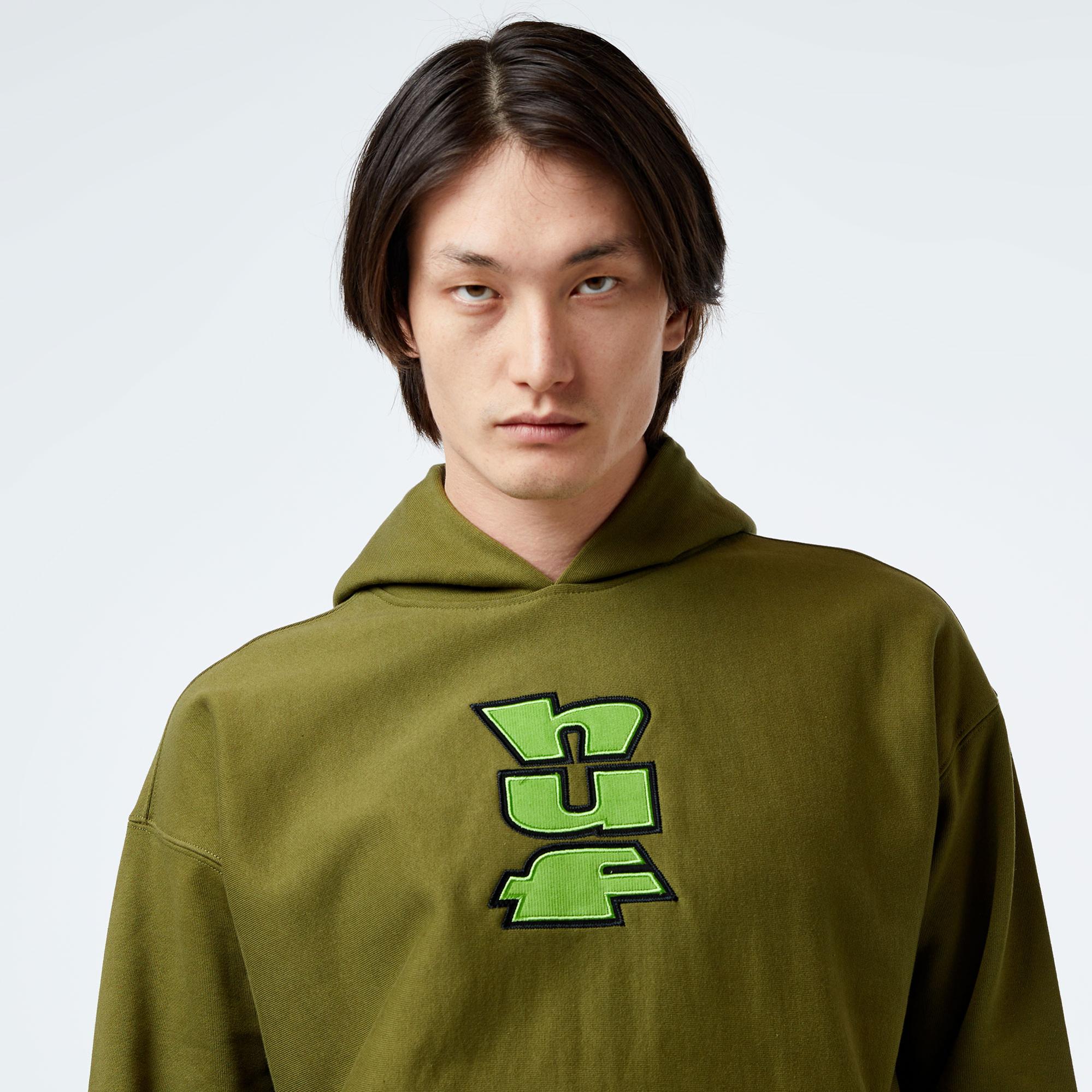 HUF Benton Heavyweight Fleece Erkek Yeşil Hoodie