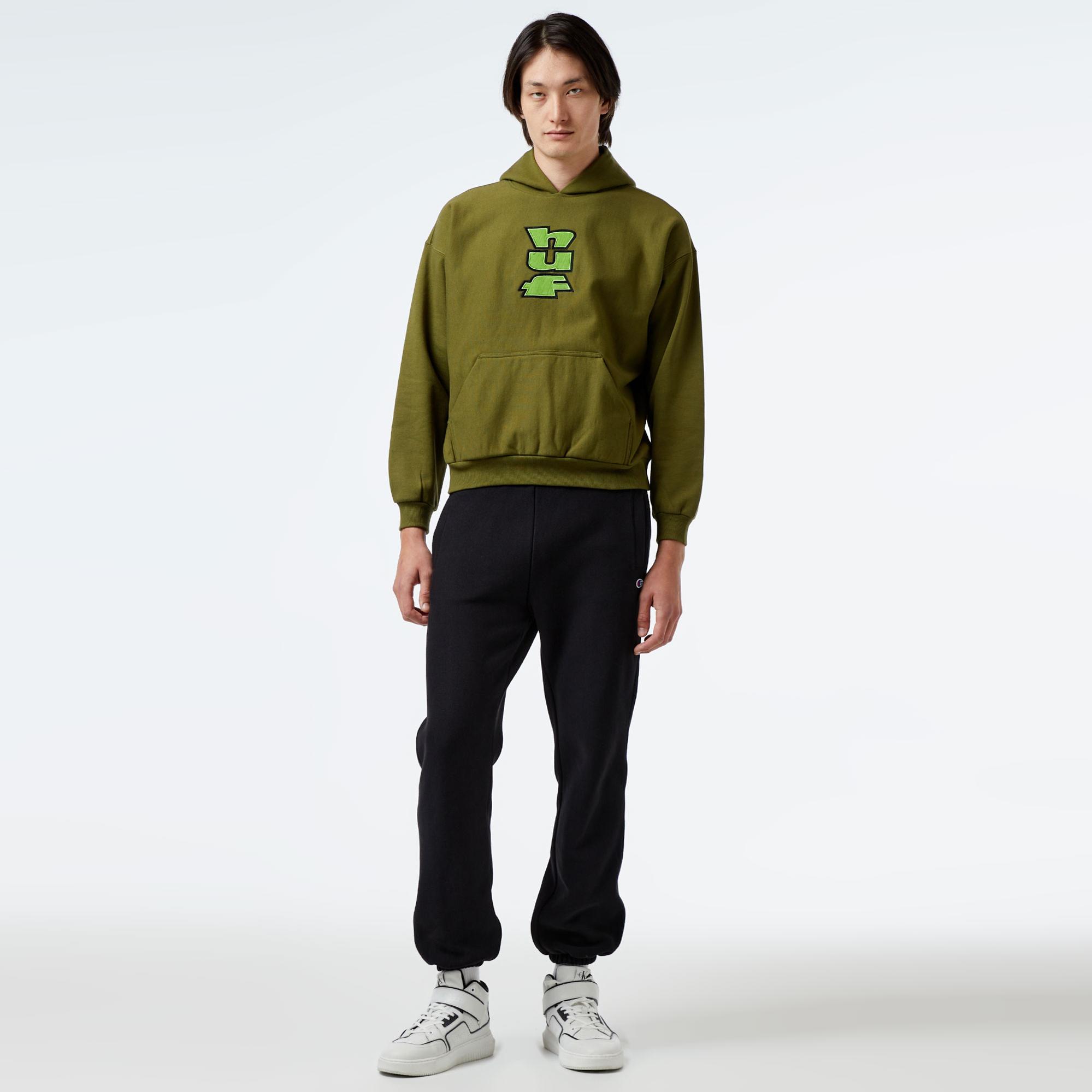 HUF Benton Heavyweight Fleece Erkek Yeşil Hoodie