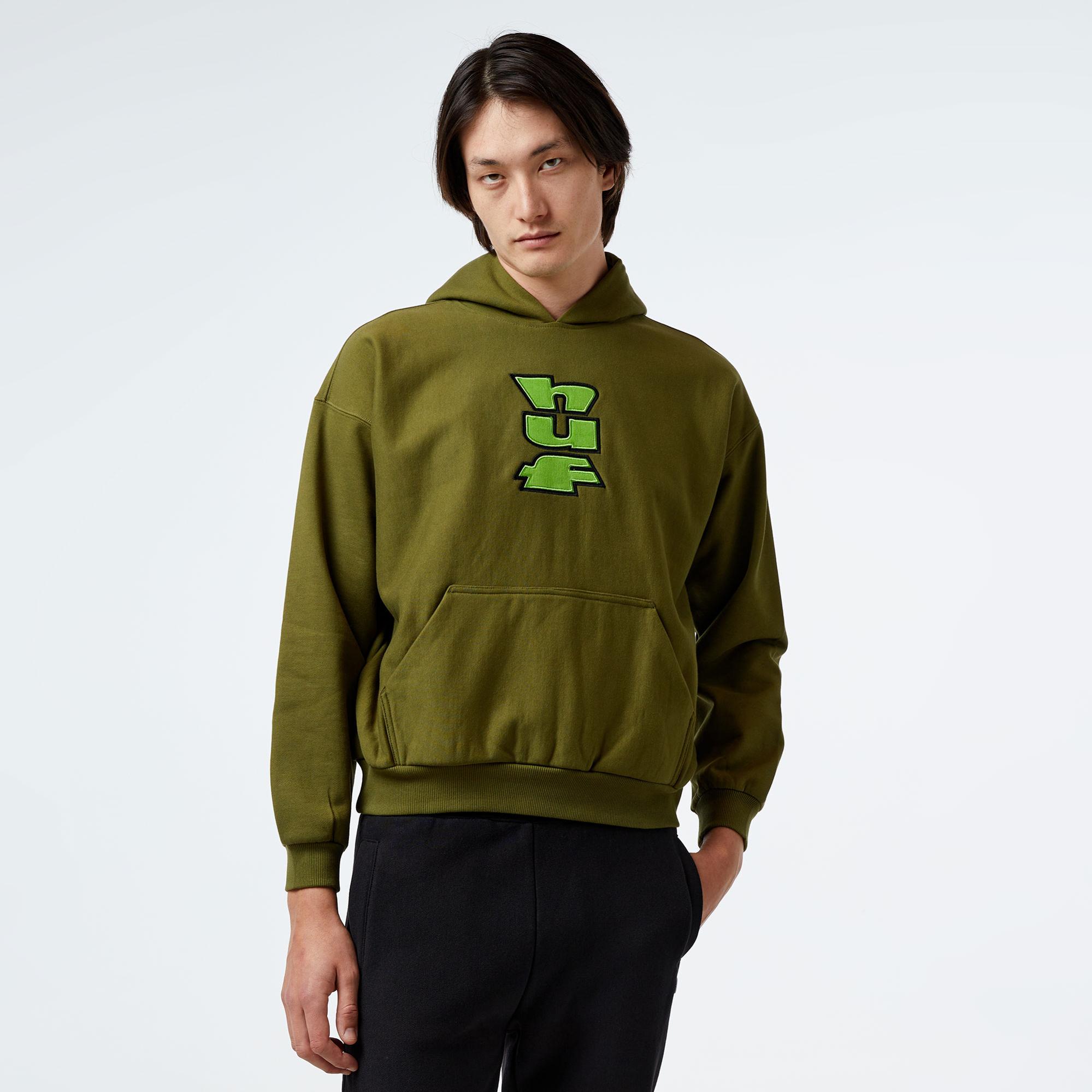 HUF Benton Heavyweight Fleece Erkek Yeşil Hoodie