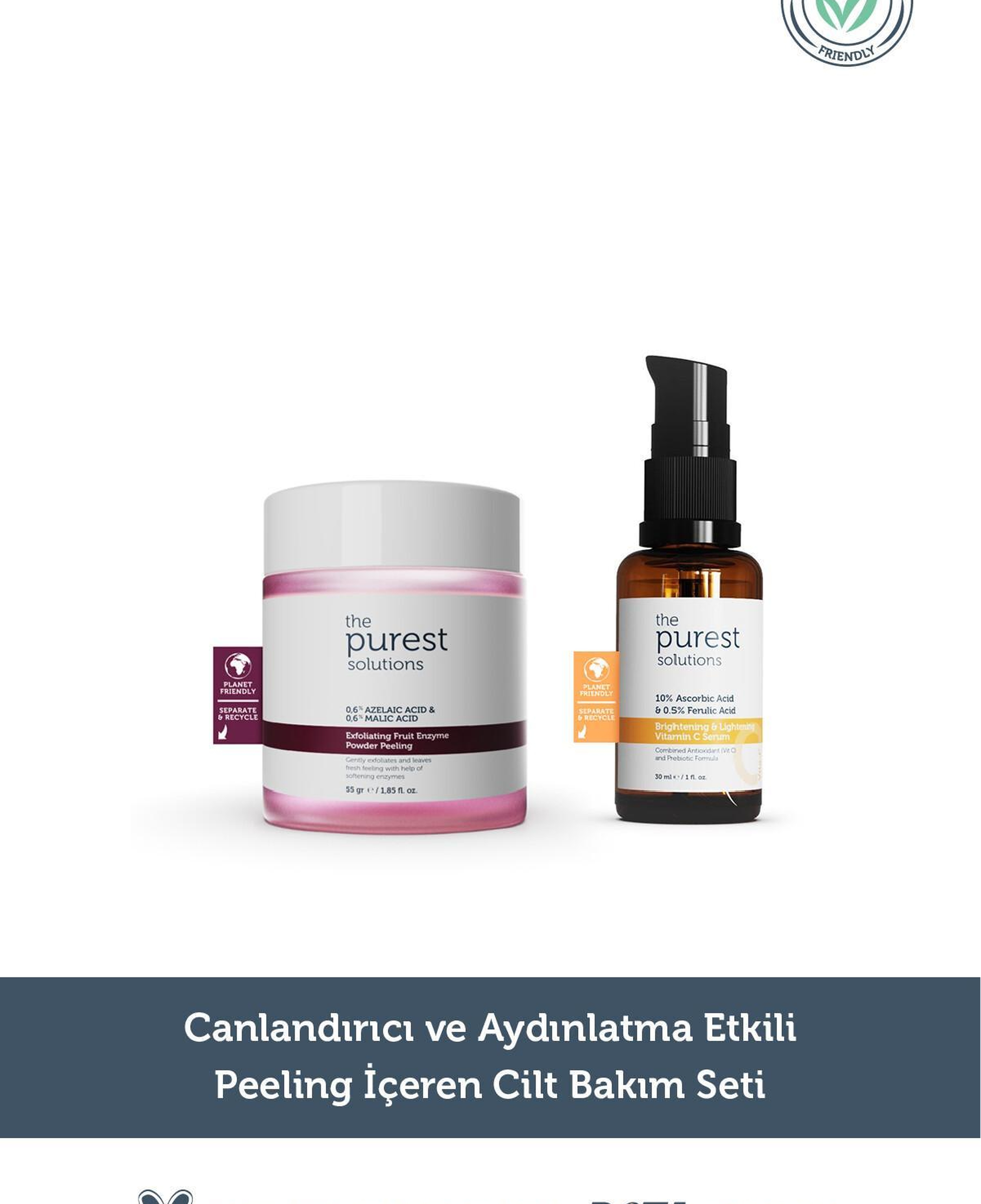 The Purest Solutions Canlandırıcı ve Aydınlatma Etkili Peeling İçeren Cilt Bakım Seti