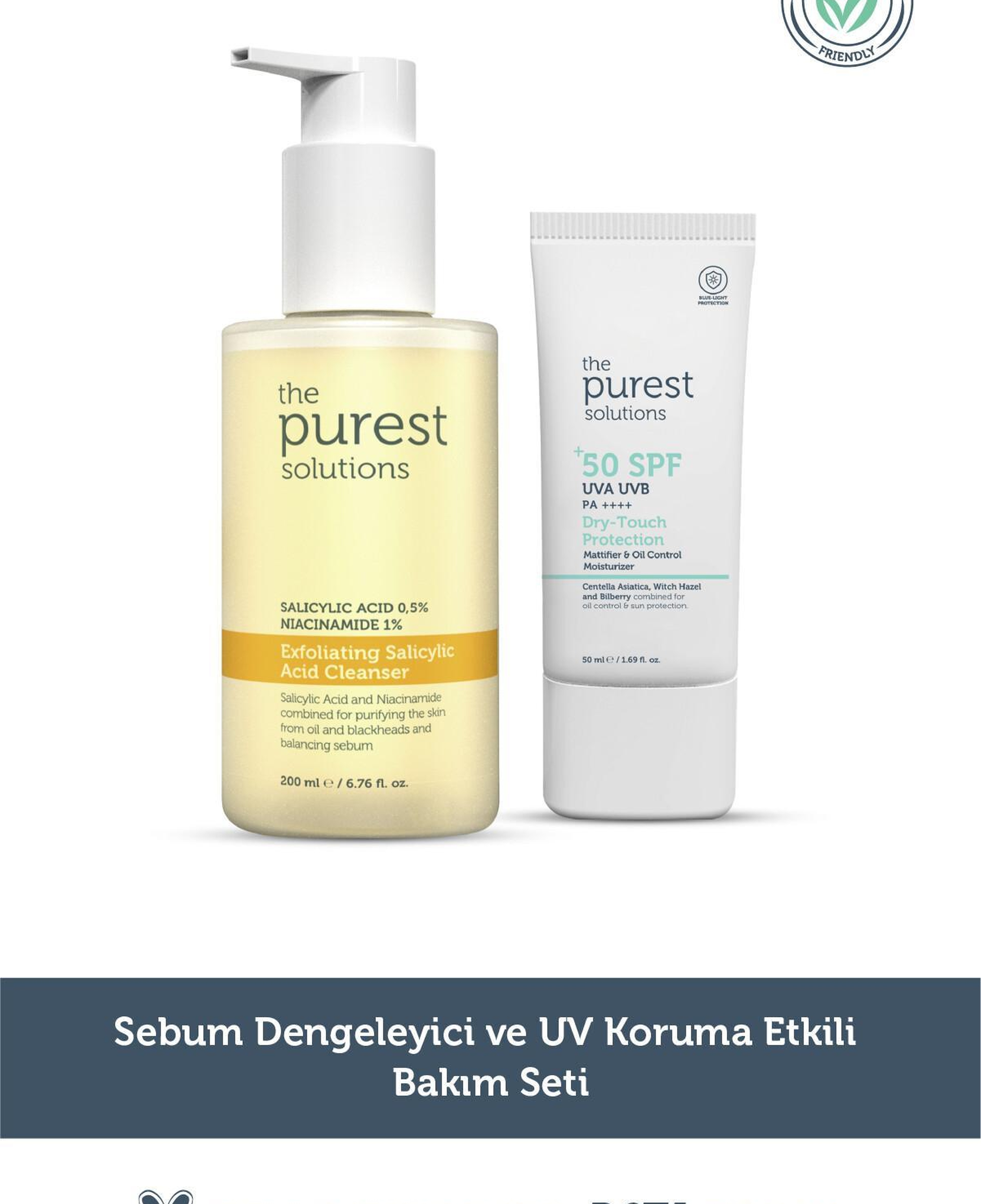 The Purest Solutions Sebum dengeleyici ve UV koruma etkili bakım seti