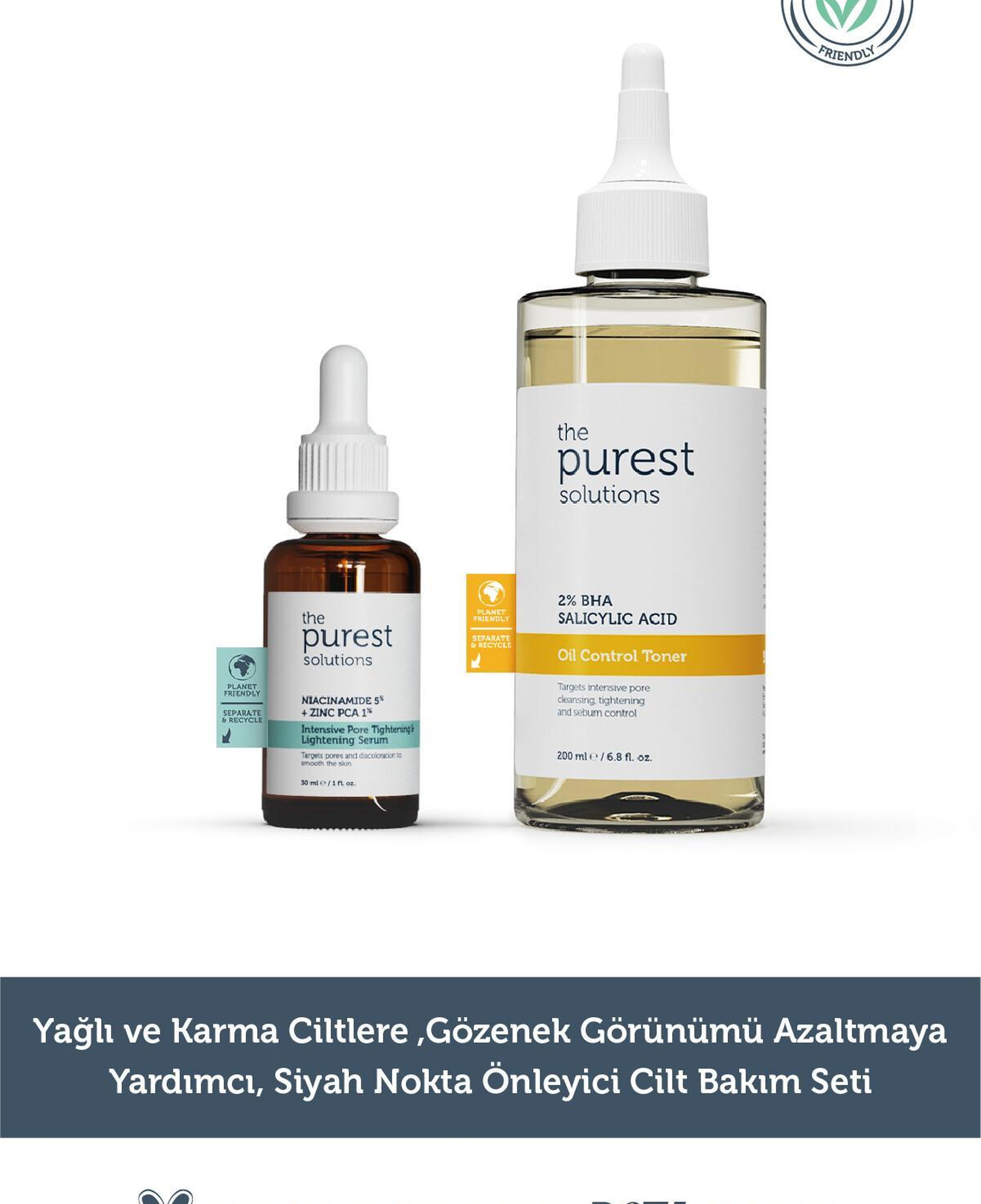 The Purest Solutions Yağlı ve Karma Ciltlere ,Gözenek Görünümü Azaltmaya Yardımcı, Siyah Nokta Önleyici Cilt Bakım Seti