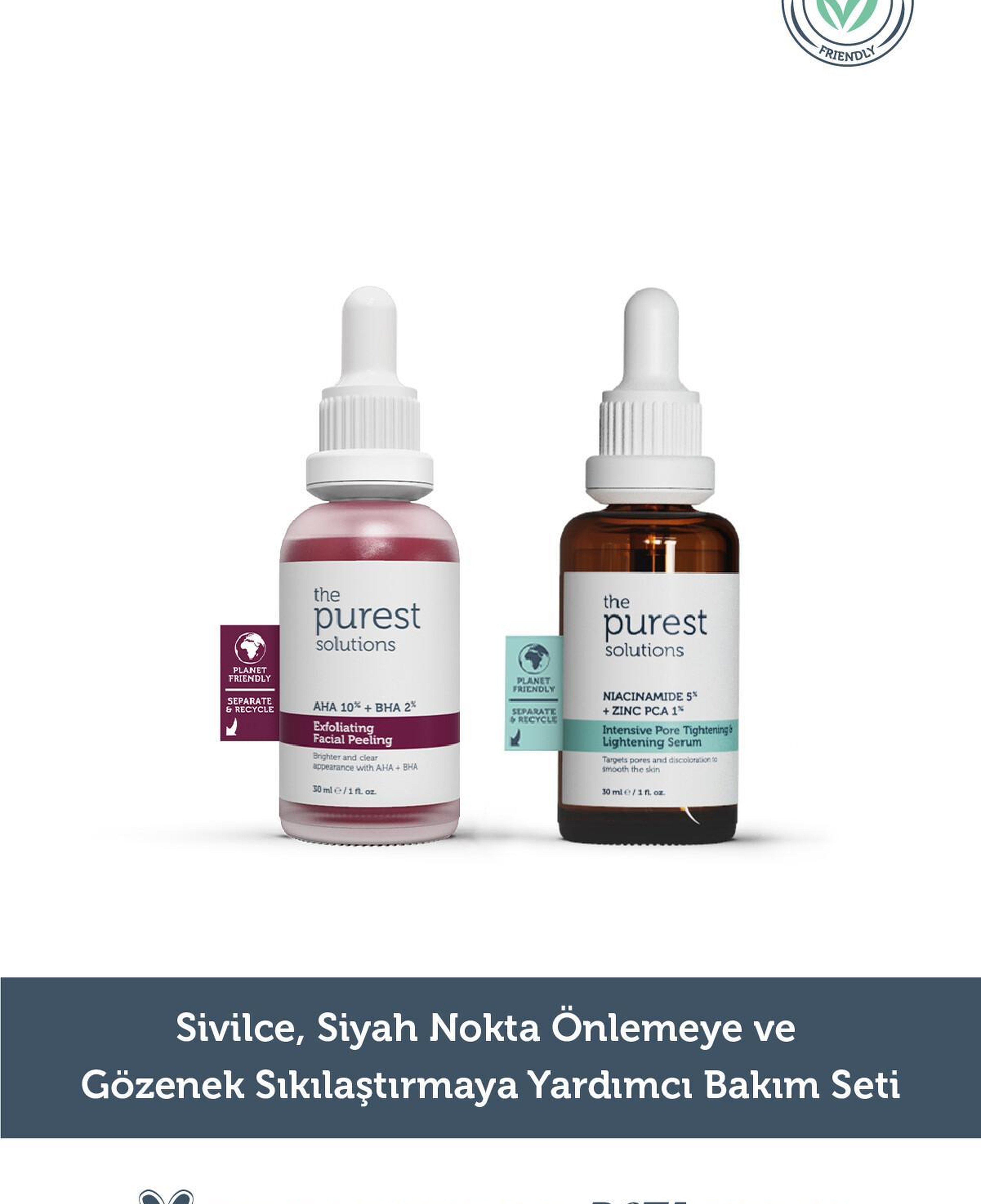 The Purest Solutions Sivilce Siyah Nokta Önlemeye ve Gözenek Sıkılaştırmaya Yardımcı Bakım Seti