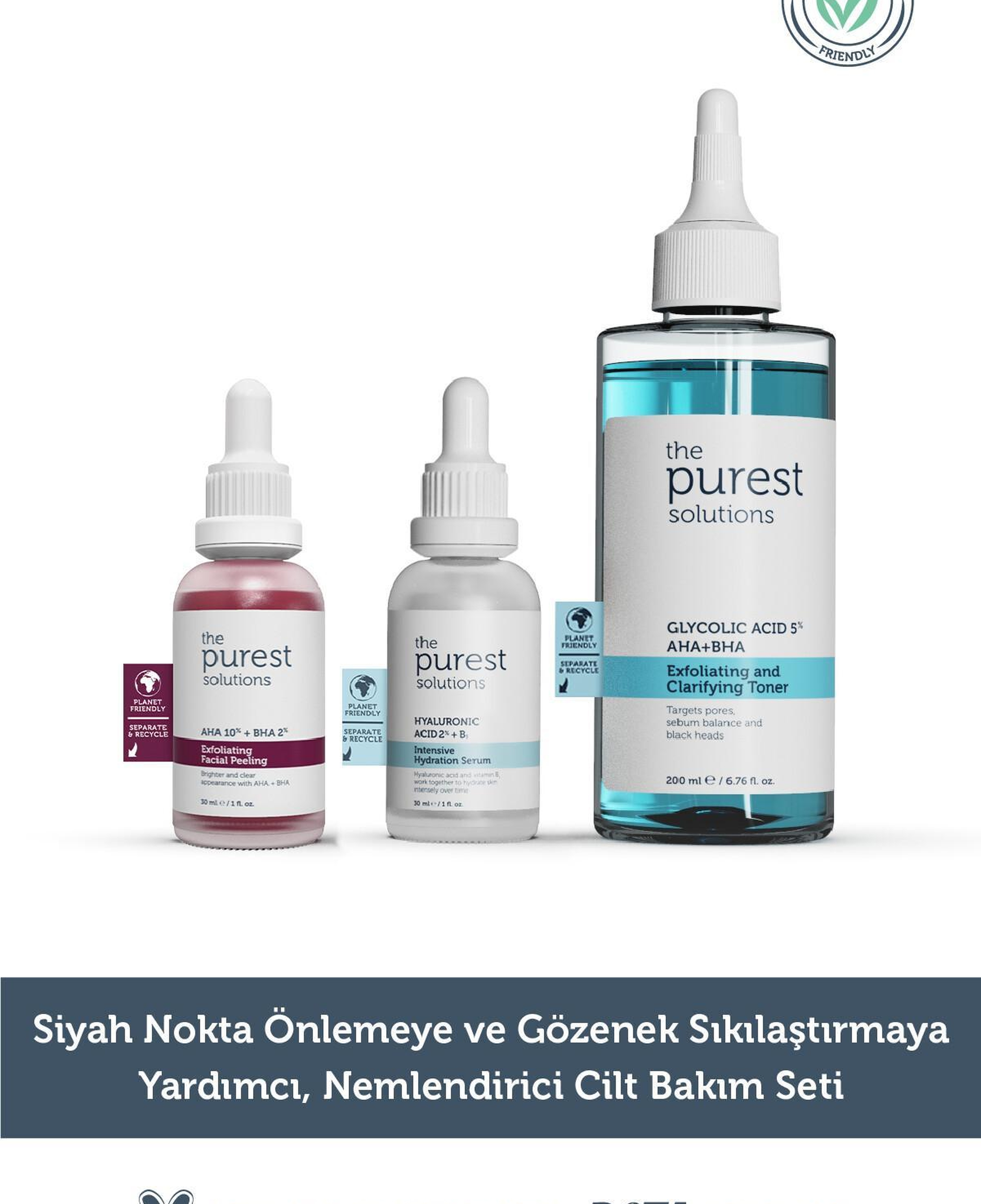 The Purest Solutions Siyah Nokta Önlemeye ve Gözenek Sıkılaştırmaya Yardımcı Nemlendirici Cilt Bakım Seti