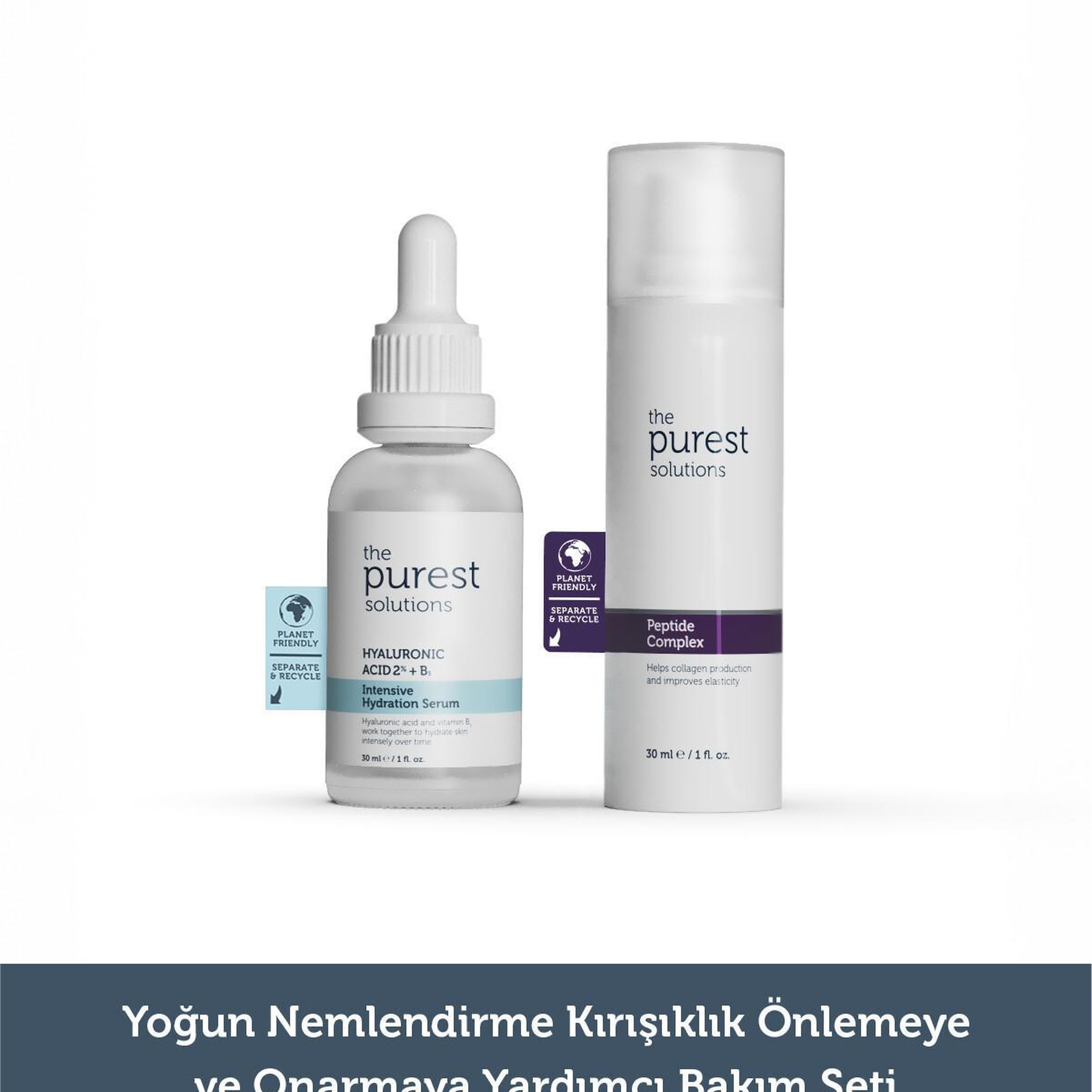 The Purest Solutions Yoğun Nemlendirme Kırışıklık Önlemeye ve Onarmaya Yardımcı Bakım Seti 30 ml + 30 ml