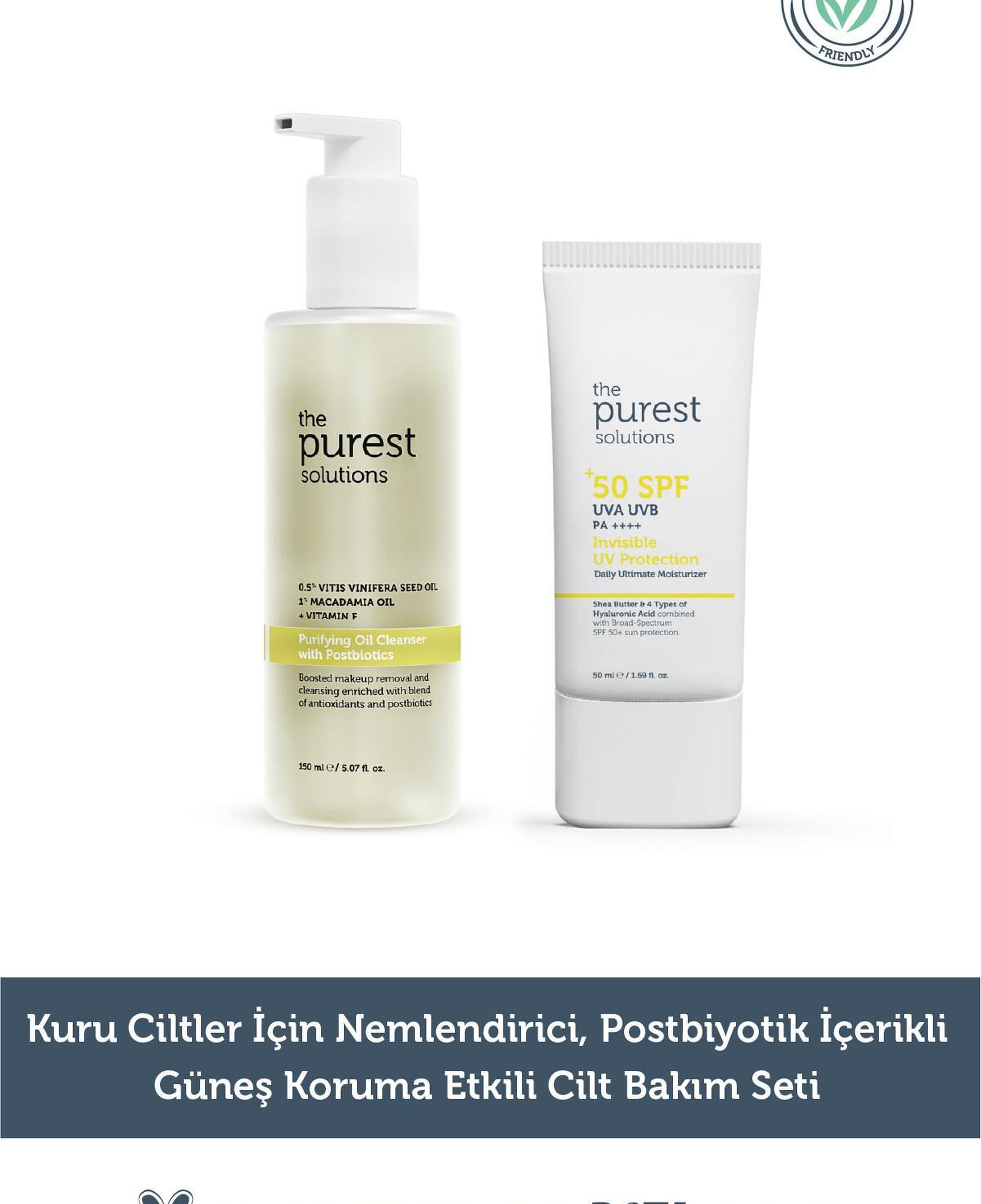 The Purest Solutions Tüm Ciltler için Arındırıcı Güneş Koruma ve Nemlendirme Etkili Cilt Bakım Seti