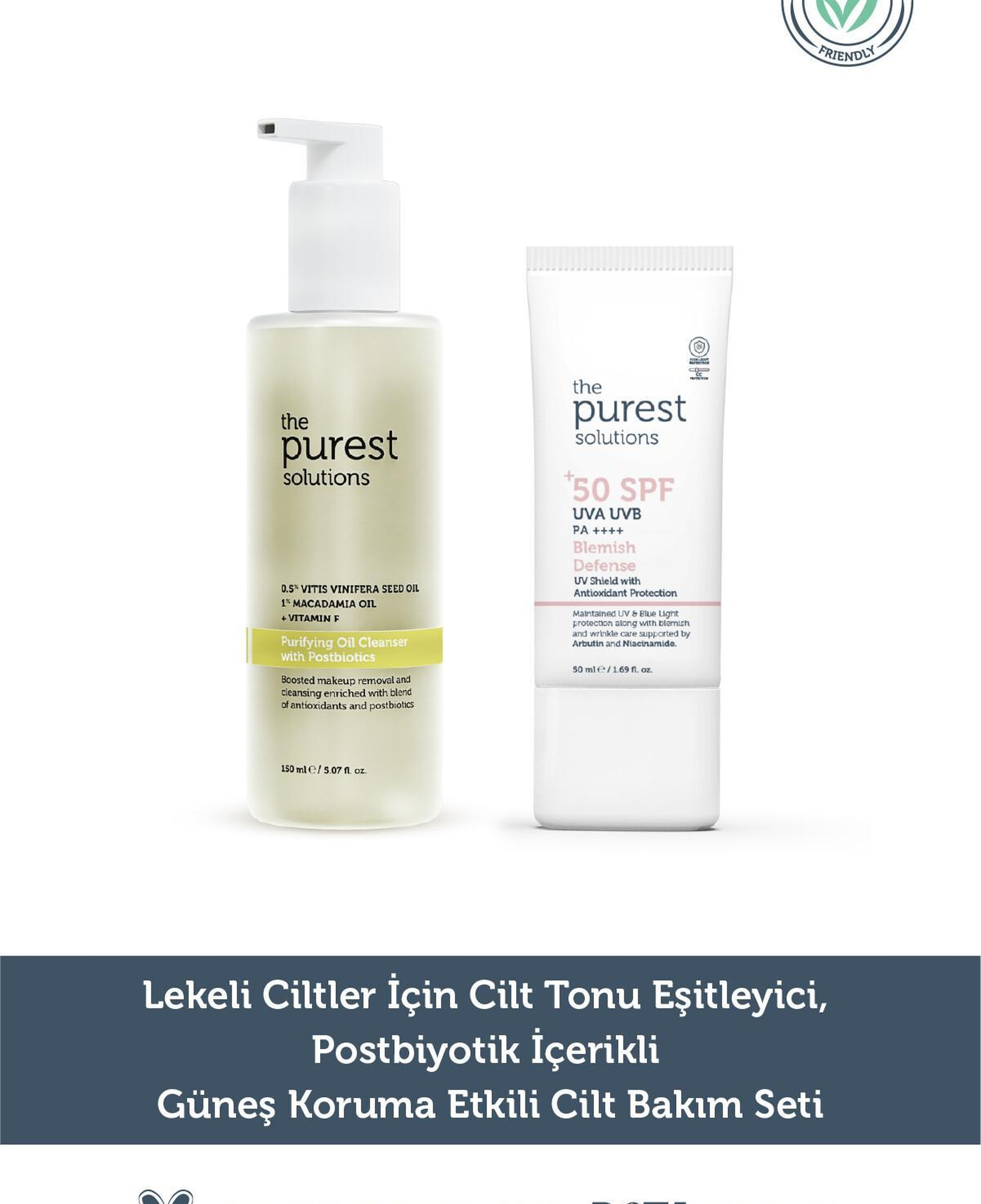 The Purest Solutions Arındırıcı & Cilt Tonu Eşitleyici, Güneş Koruma Etkili Cilt Bakım Seti