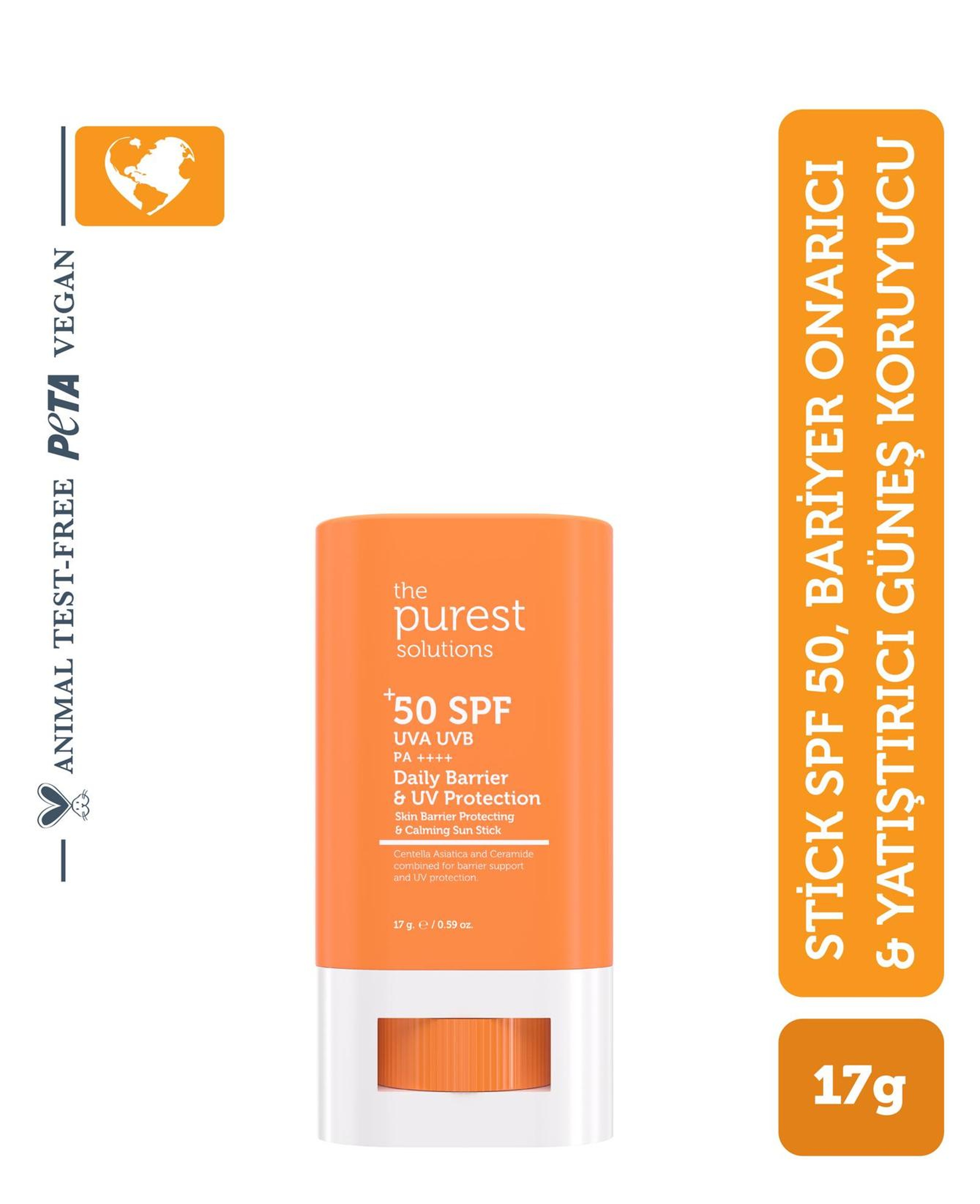 The Purest Solutions Stick SPF 50, Bariyer Onarıcı & Yatıştırıcı Güneş Koruyucu 17 Gr.