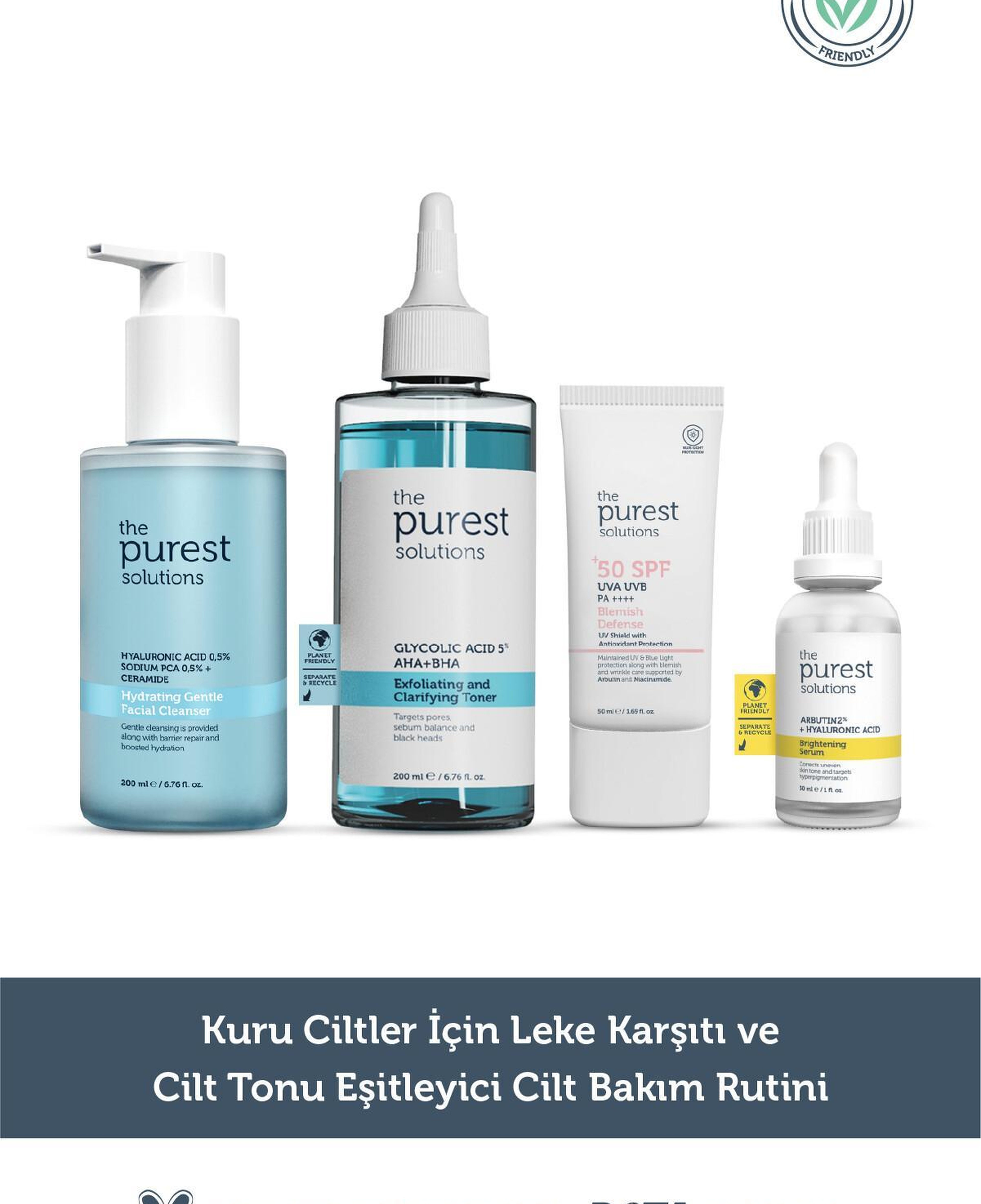 The Purest Solutions Kuru ve Lekeli Ciltler için Aydınlatıcı ve Cilt Tonu Eşitleyici Bakım Seti