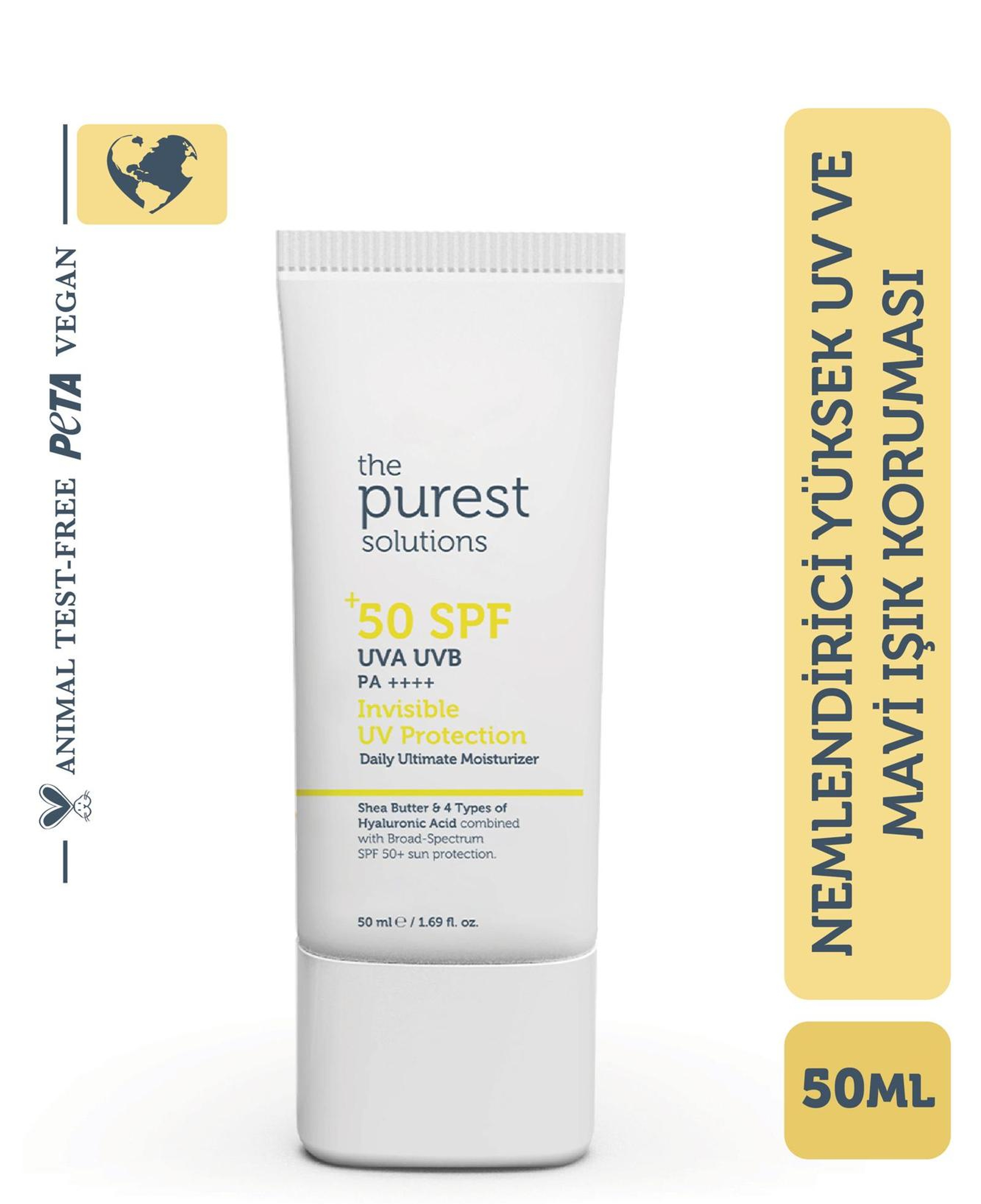 The Purest Solutions Tüm Ciltler Yüksek Koruma Güneş Kremi 50+ SPF Invisible UV Protection, Daily Intensive Moisturizer 50 ML