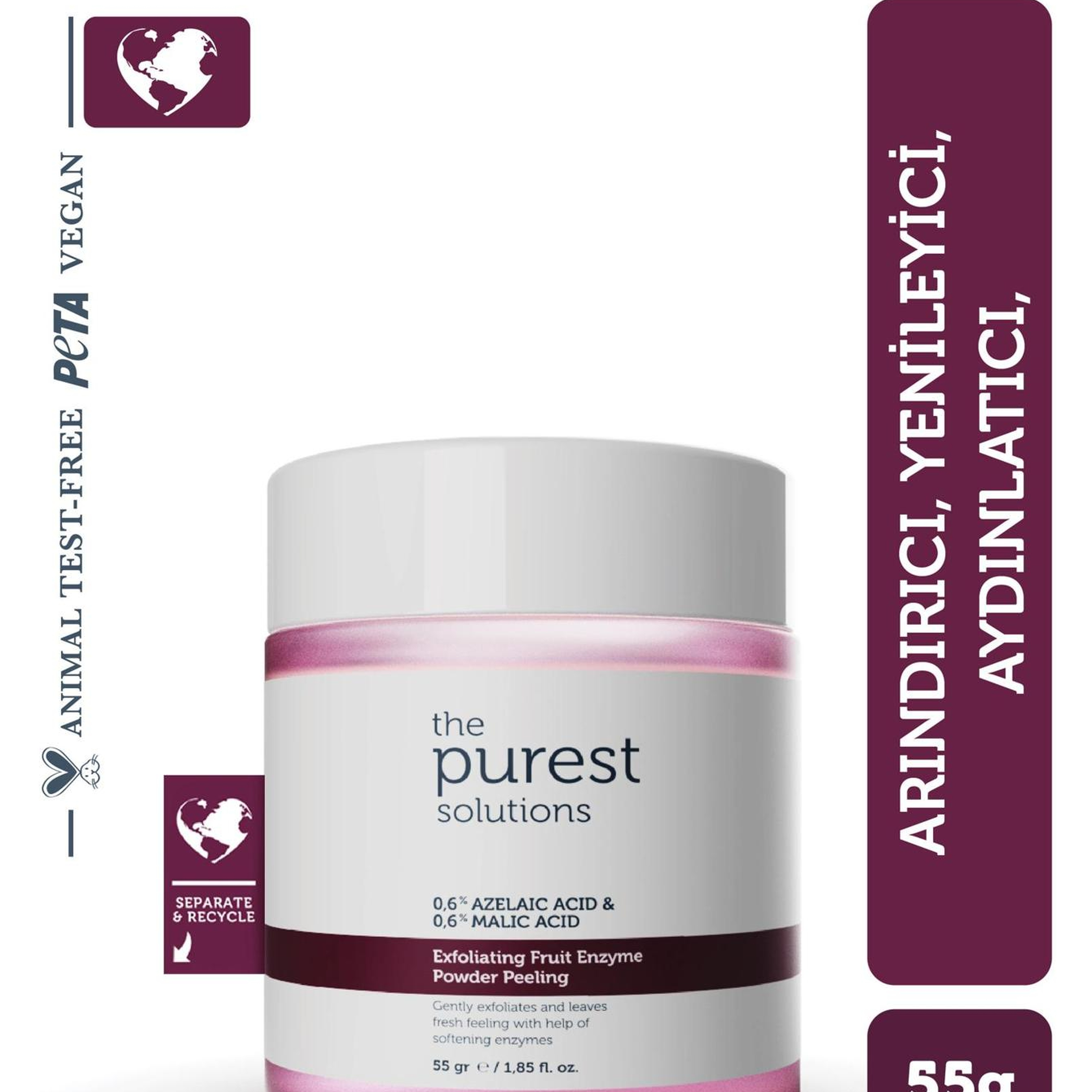 The Purest Solutions Fruit Enzyme Powder Exfoliator & Peeling - Toz Peeling  (%0,6 Azelaic Acid & Malic Acid) 55 Gr.