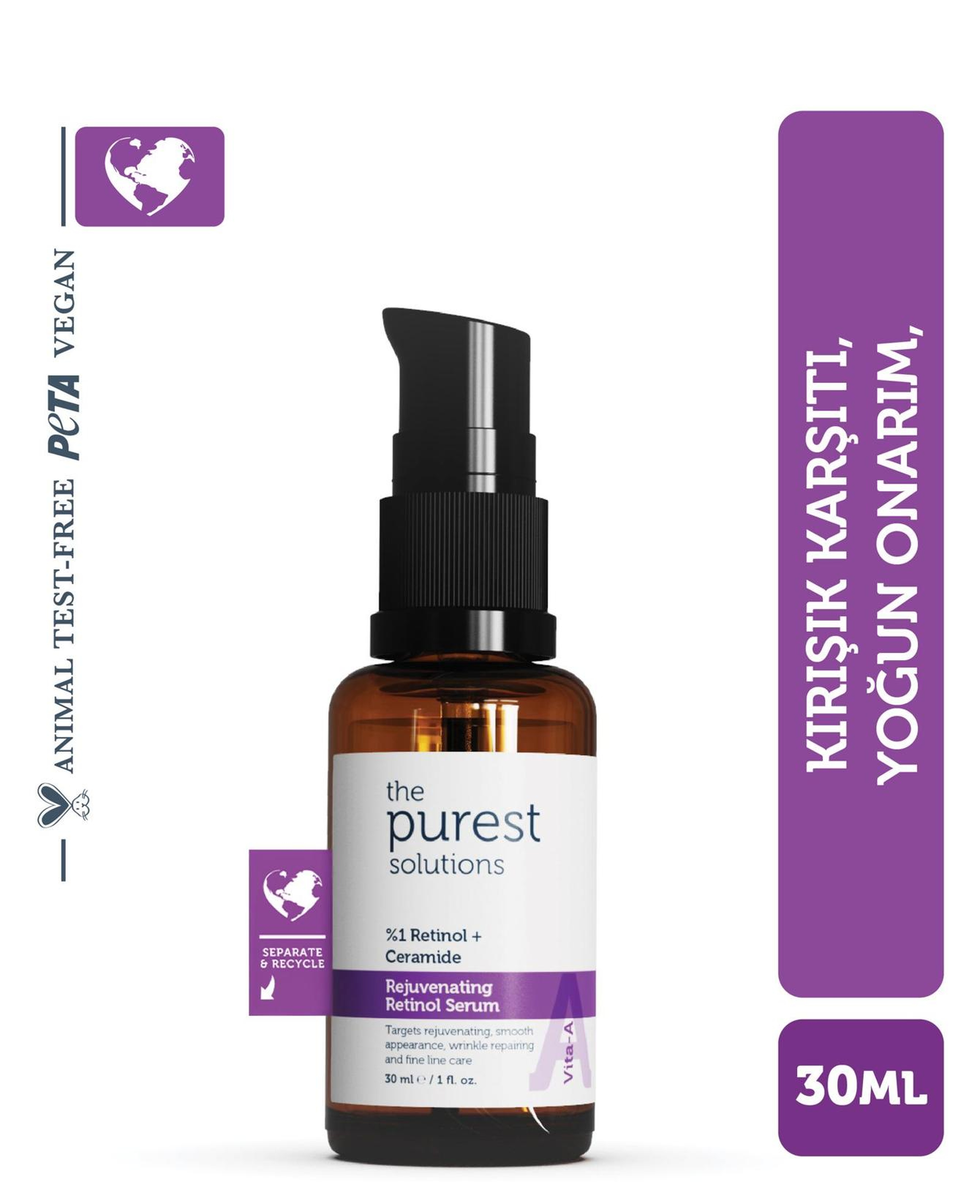 The Purest Solutions Onarıcı & Besleyici Retinol Serum 
(1% Retinol + Ceramide)  30 ML
