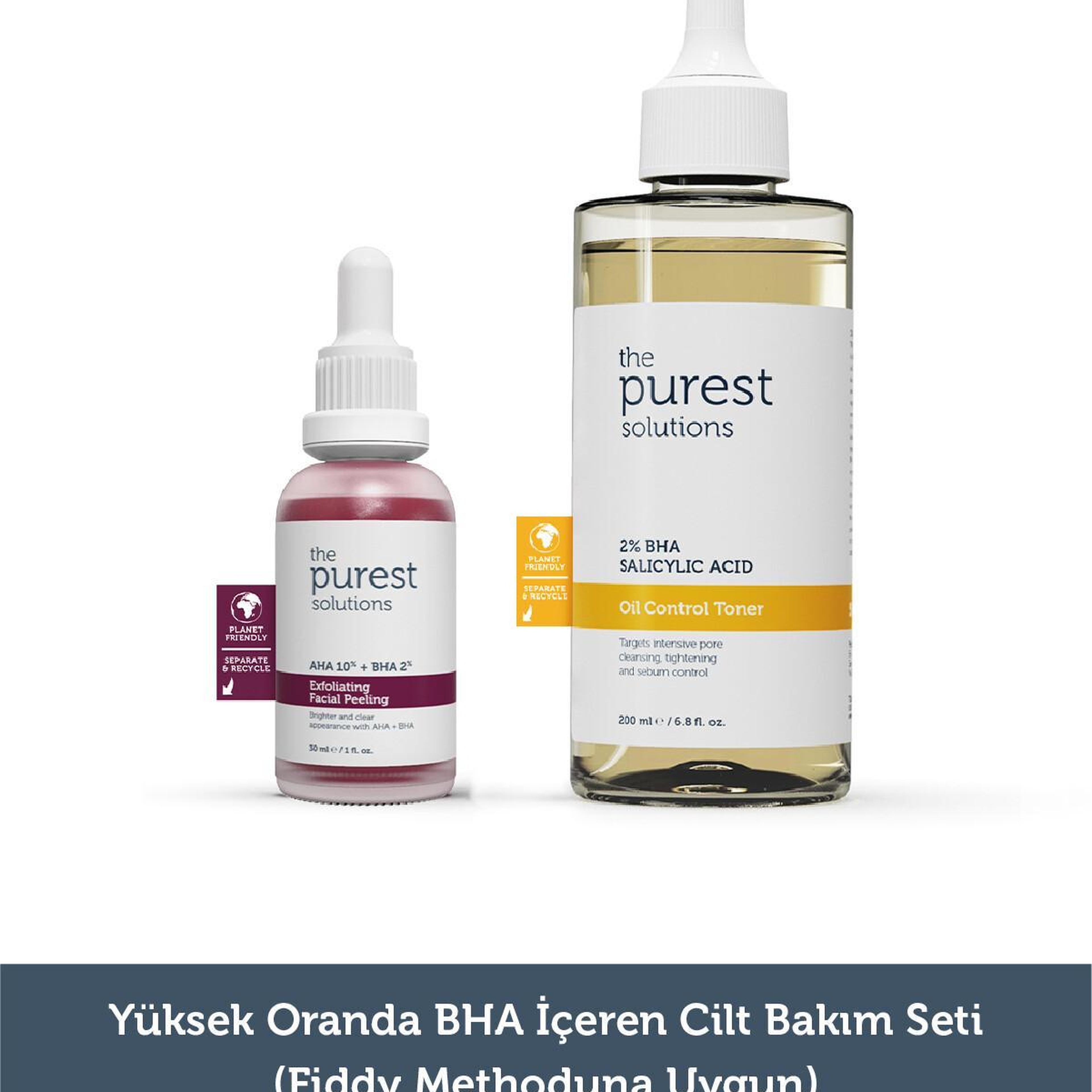 The Purest Solutions Yüksek Oranda BHA İçeren Cilt Bakım Seti (Fiddy Methoduna Uygun) 30 ml 200 ml