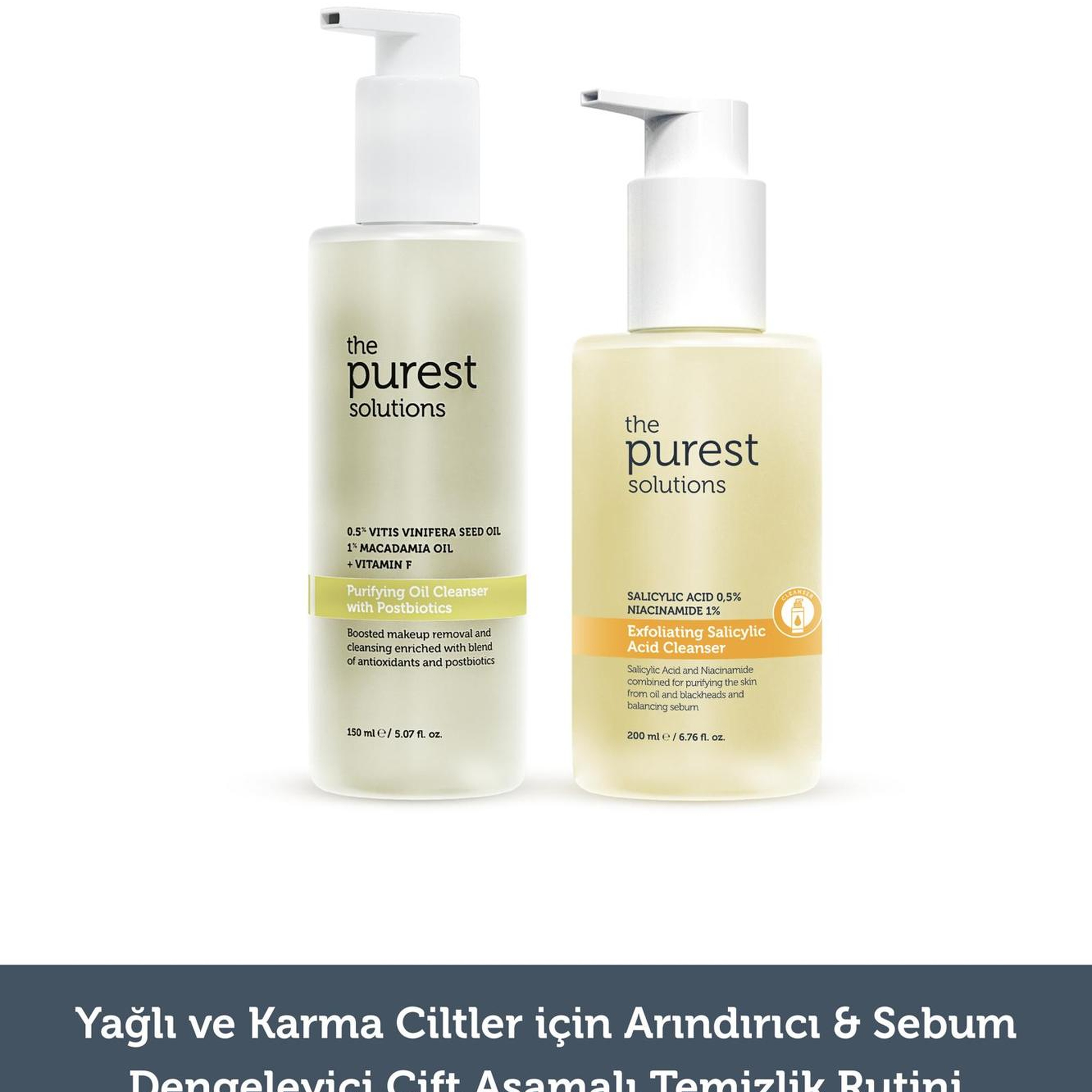 The Purest Solutions Yağlı ve Karma ciltler için Arındırıcı & Sebum Dengeleyici Çift Aşamalı Temizlik Rutini