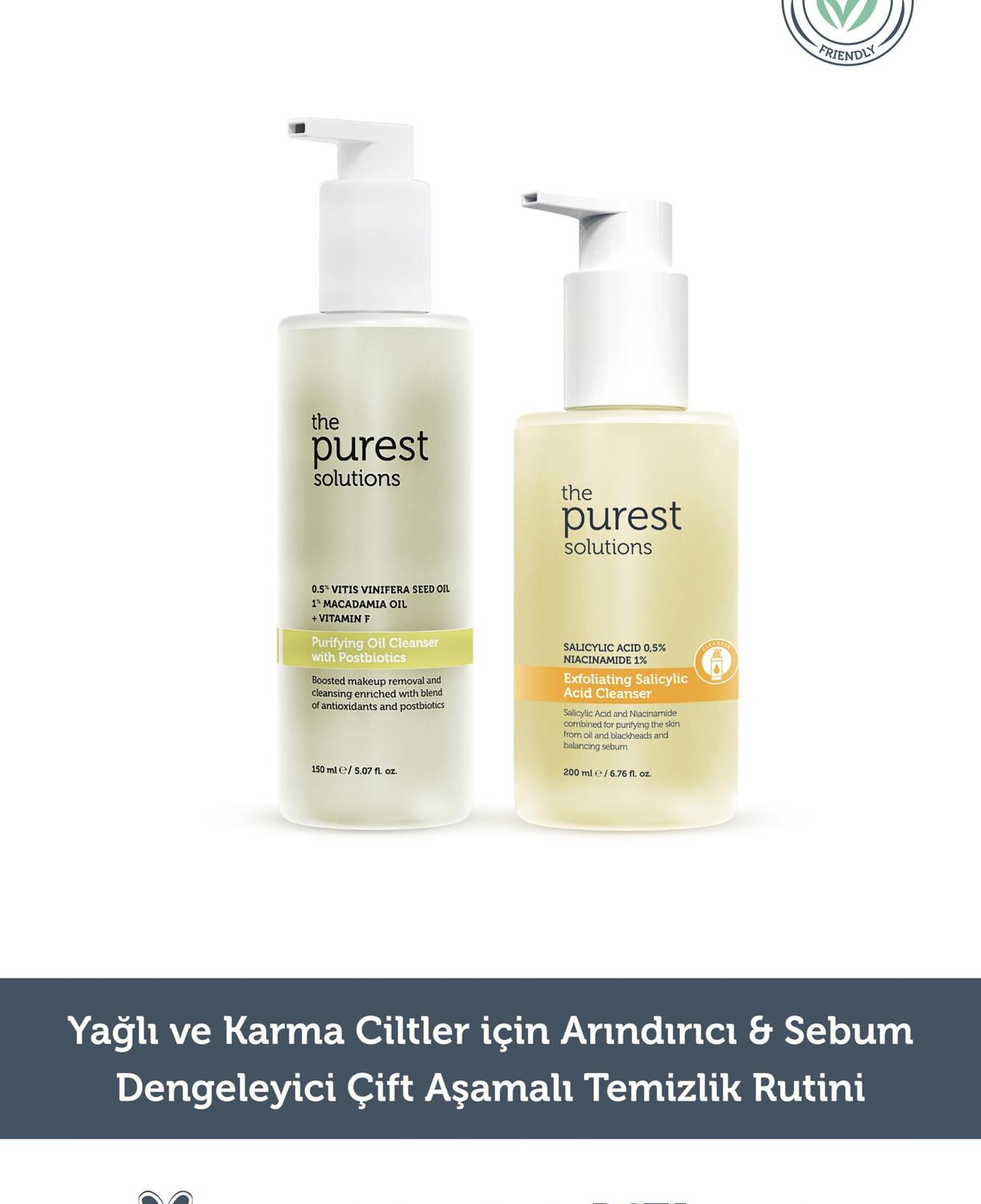 The Purest Solutions Yağlı ve Karma ciltler için Arındırıcı & Sebum Dengeleyici Çift Aşamalı Temizlik Rutini