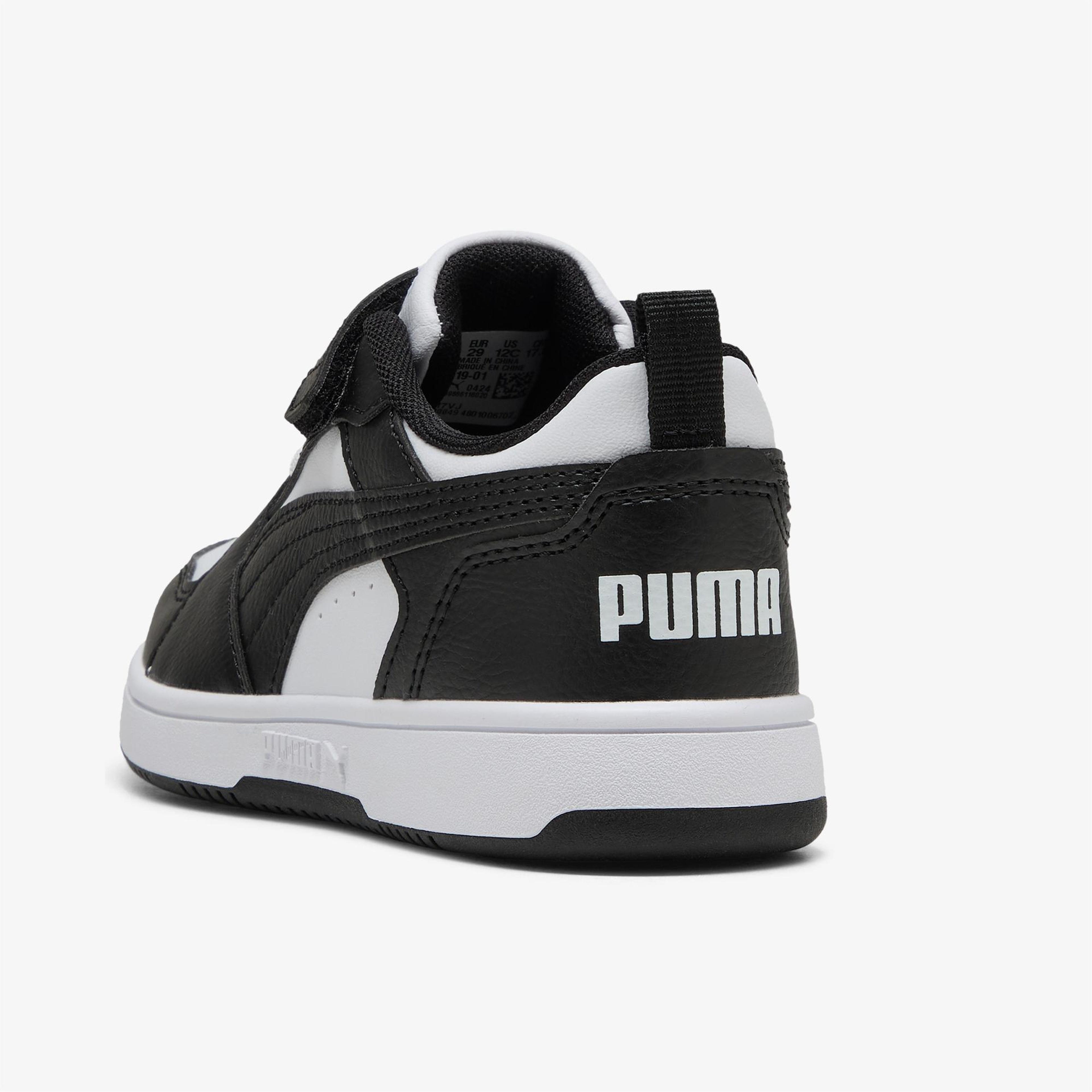 Puma Rebound V6 Low Çocuk Siyah Beyaz Spor Ayakkabı