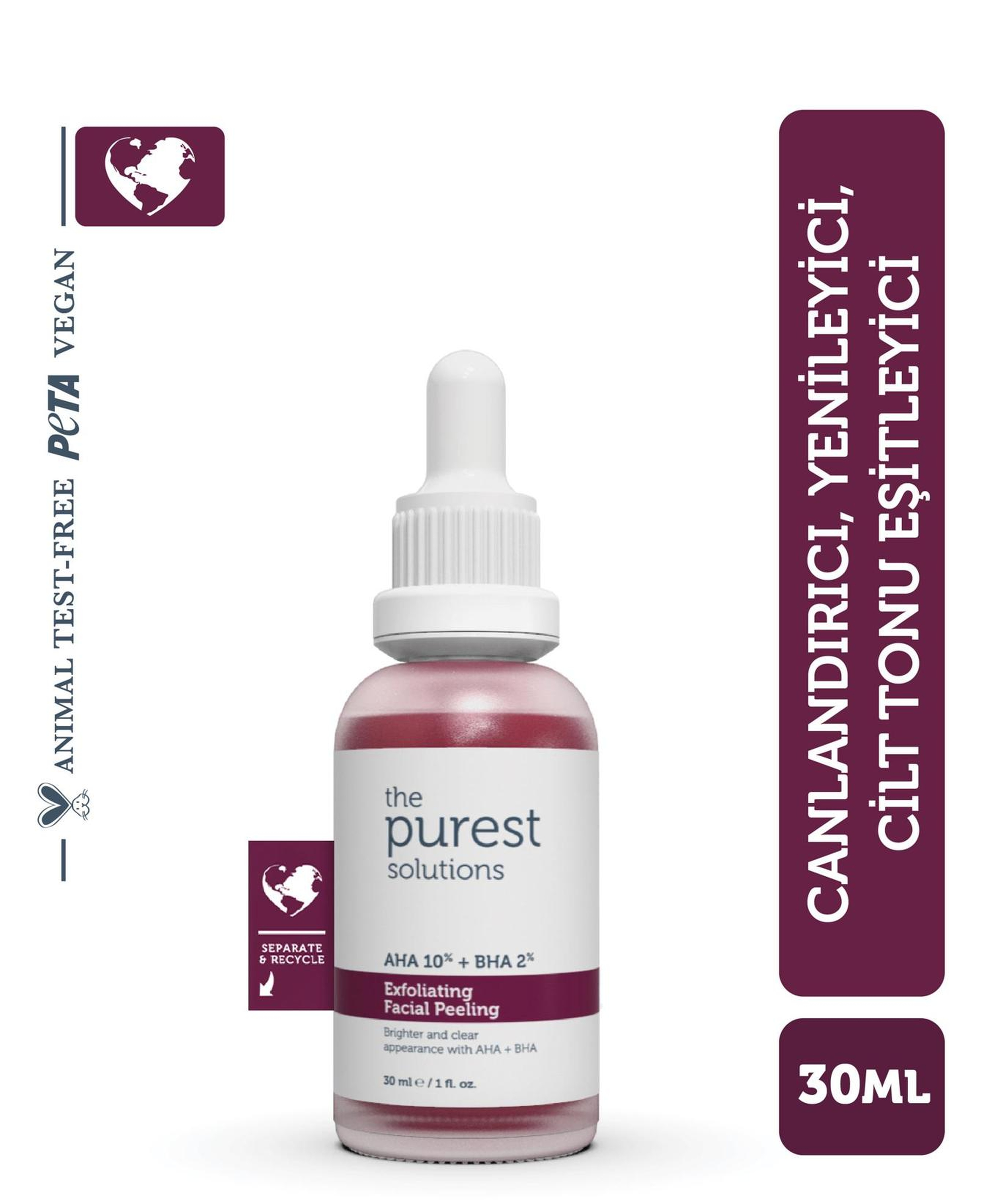 The Purest Solutions Canlandırıcı & Cilt Tonu Eşitleyici Yüz Peeling Serum 30 ML