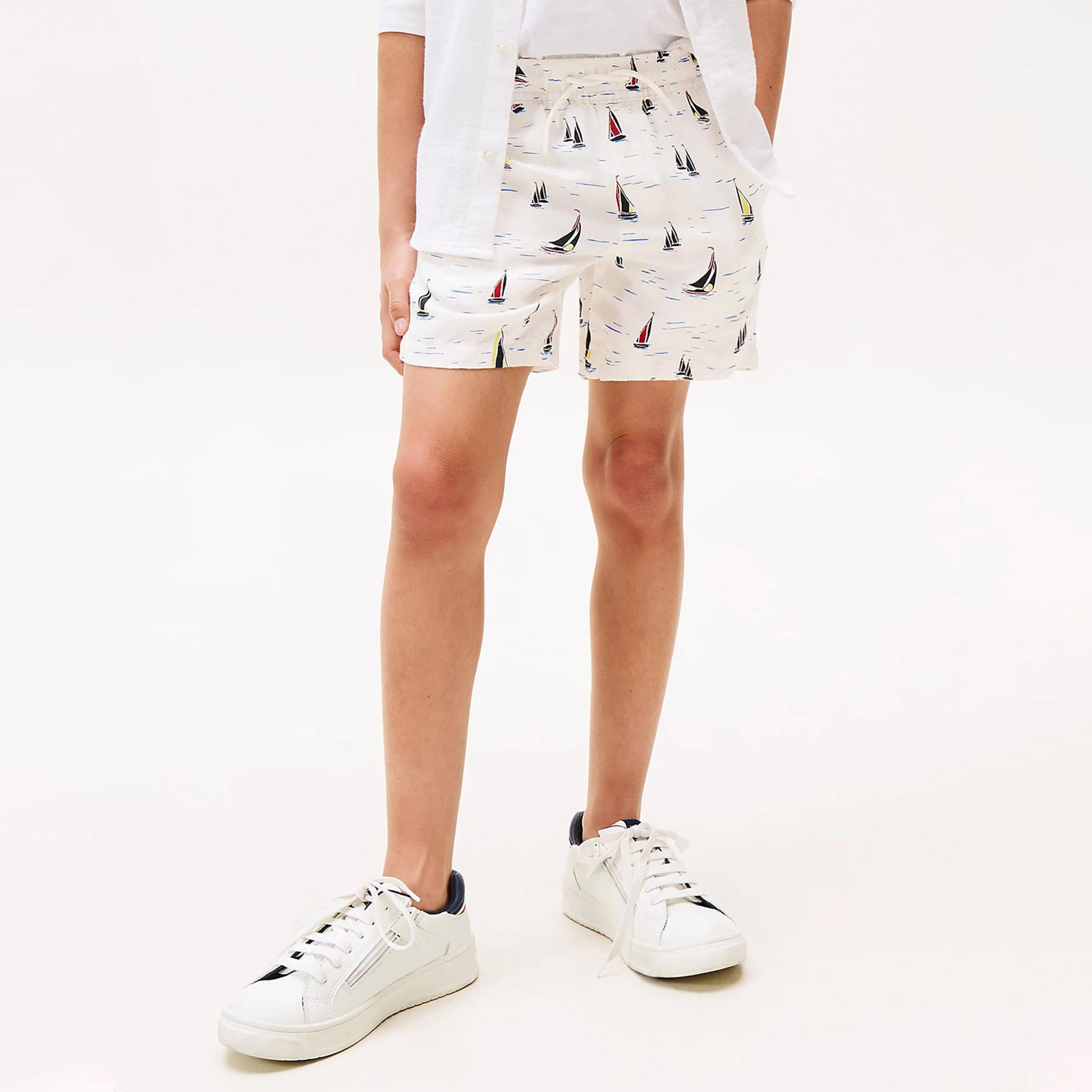 Tommy Hilfiger Print Linen Çocuk Beyaz Mayo