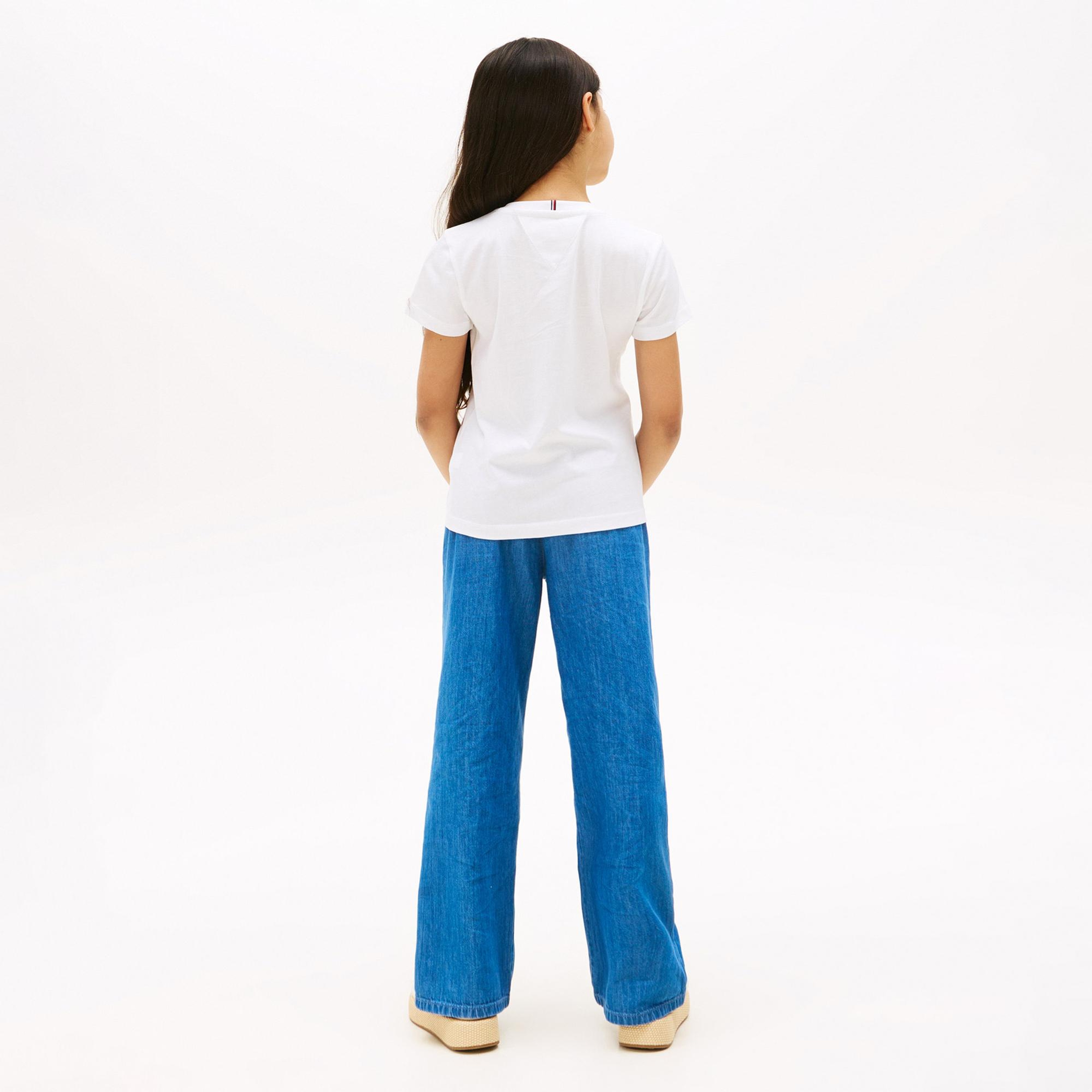 Tommy Hilfiger Glitter Curve NYC Logo Çocuk Beyaz T-Shirt