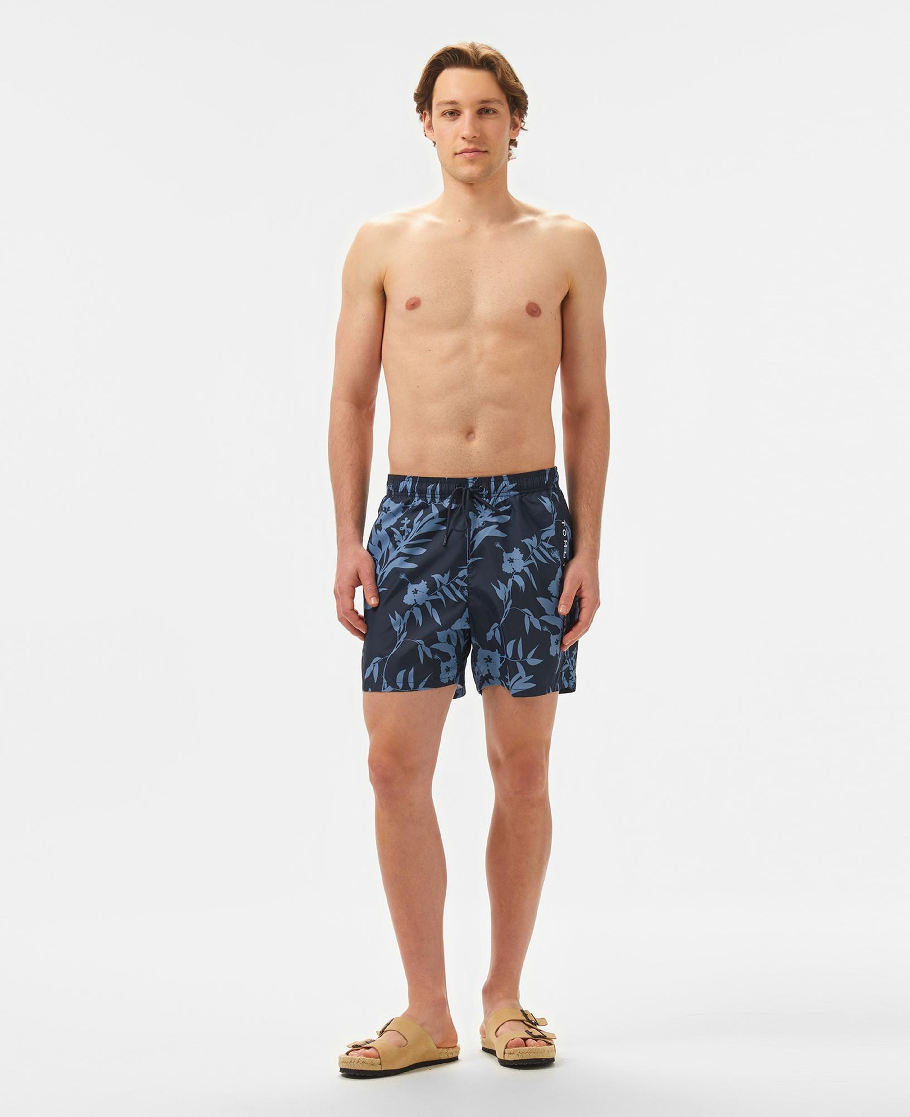 Tommy Hilfiger Medium Drawstring Print Erkek Mavi Mayo