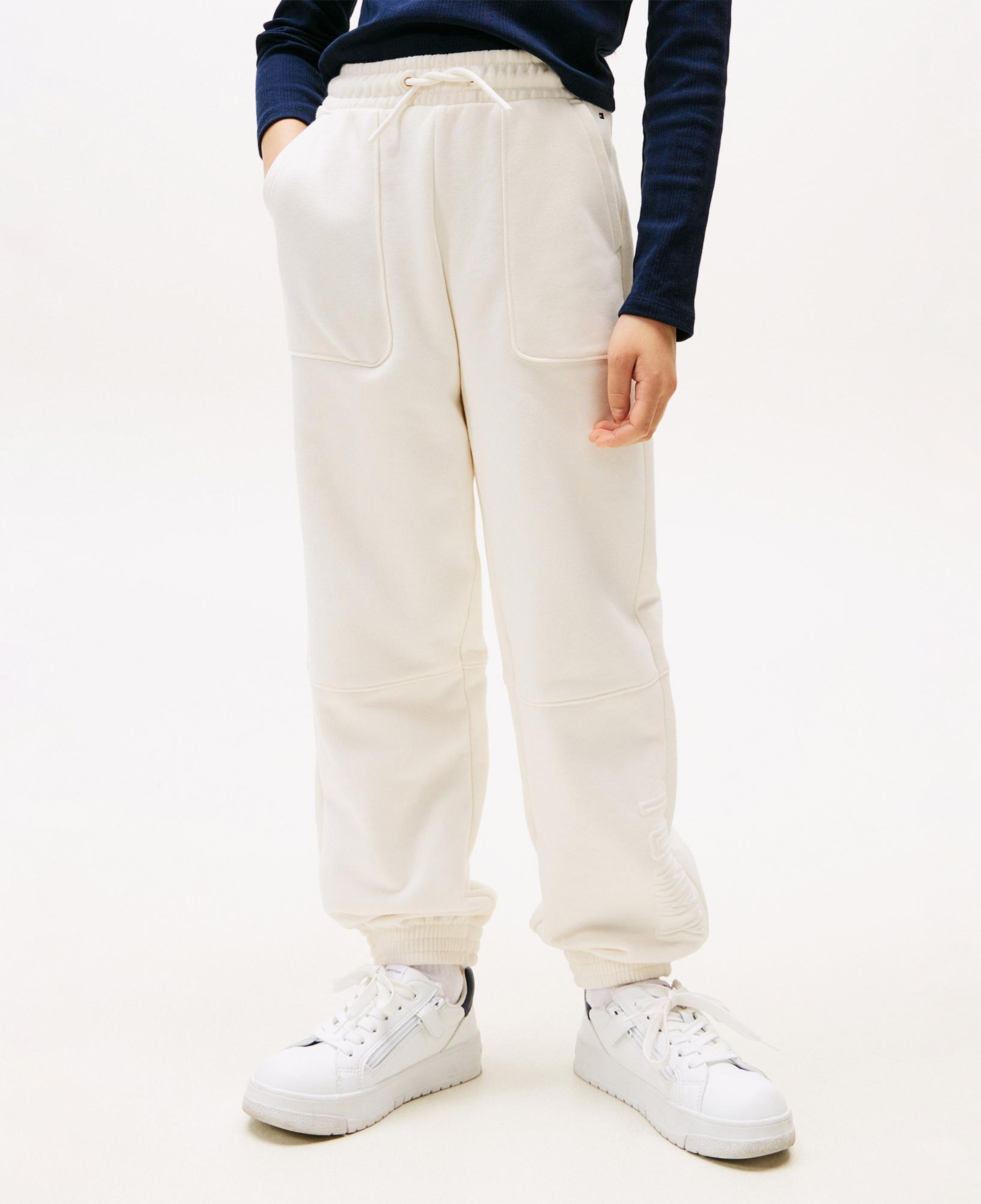 Tommy Hilfiger Puff Print Çocuk Beyaz Eşofman Altı