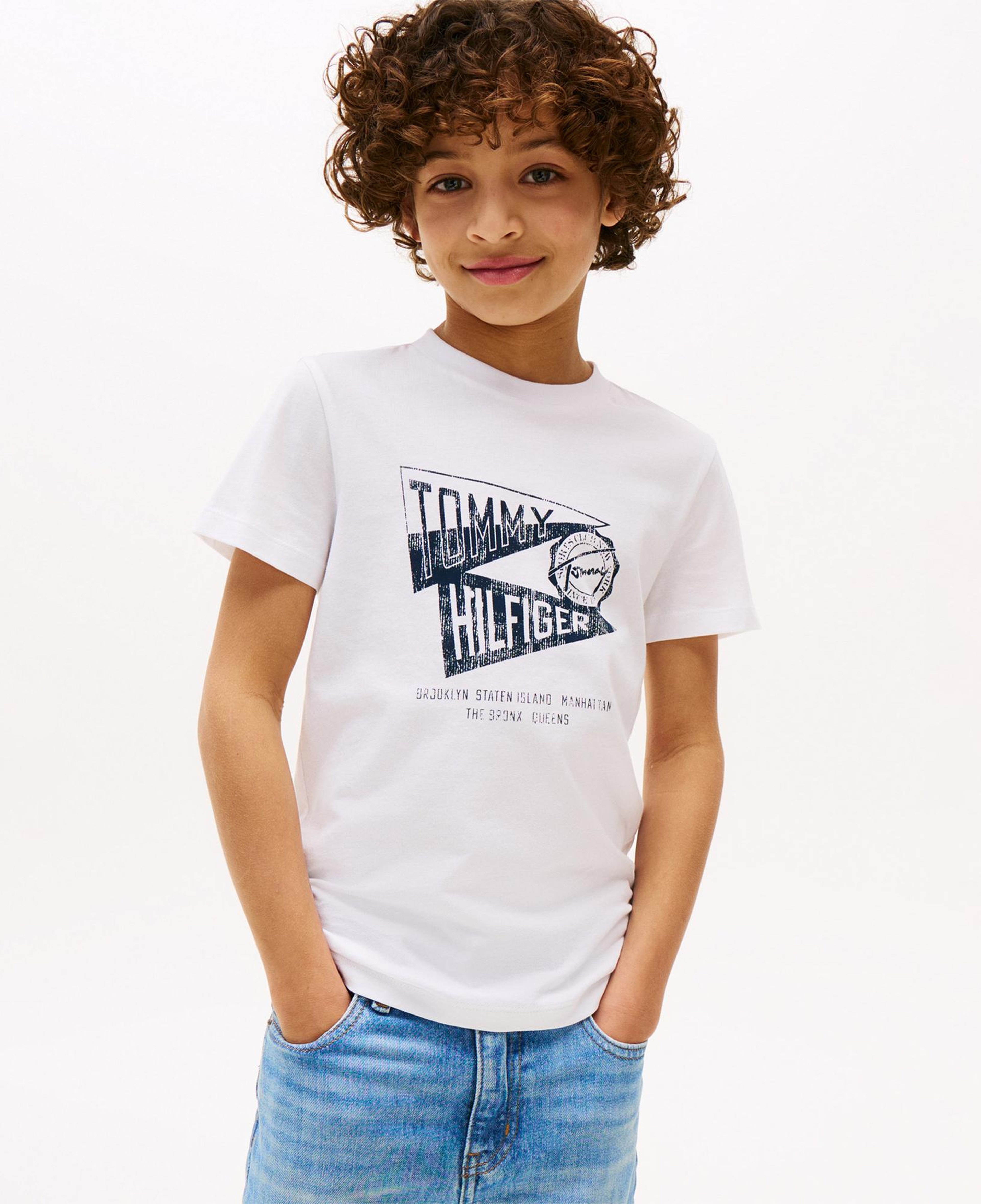 Tommy Hilfiger Textured Graphic Çocuk Beyaz T-Shirt