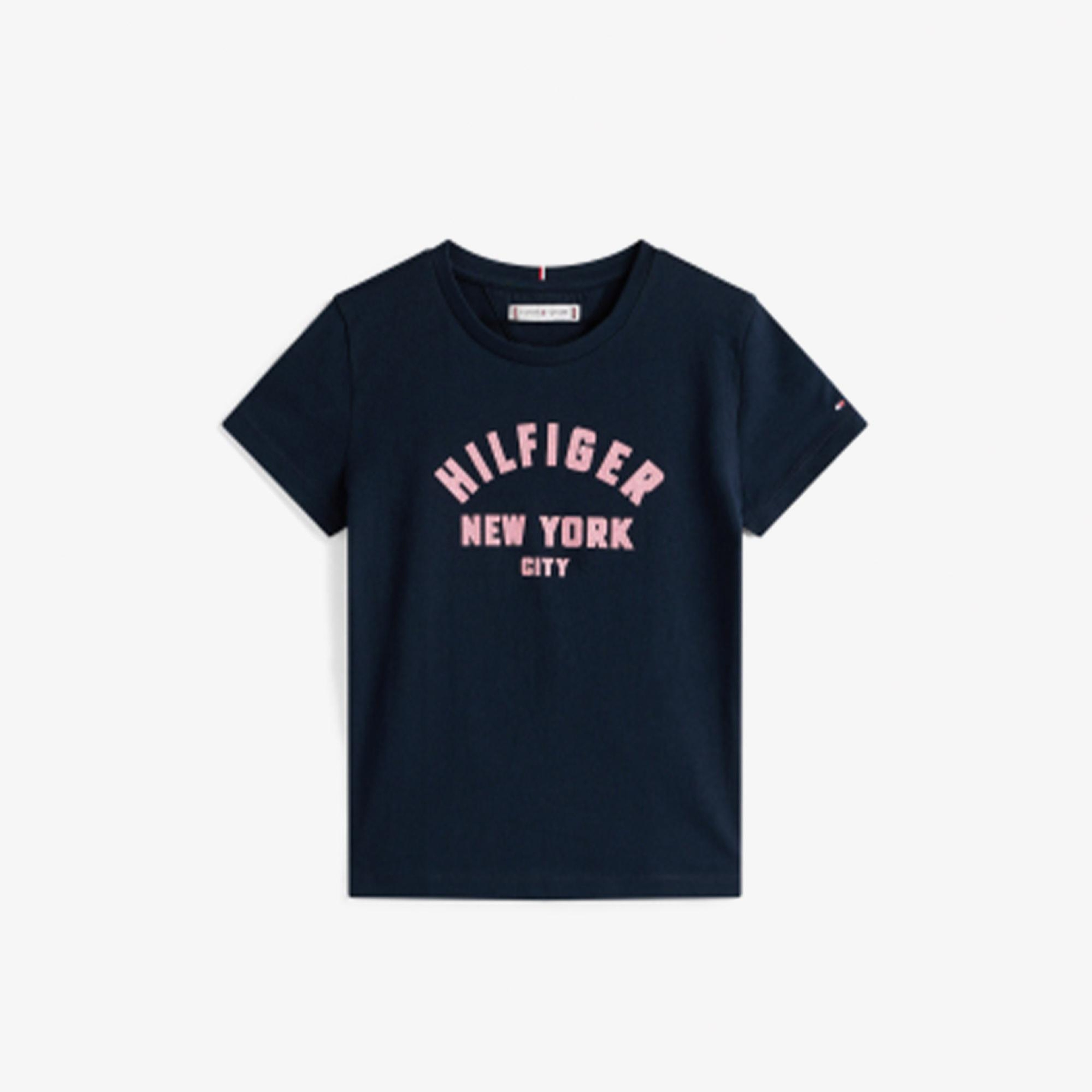 Tommy Hilfiger Glitter Curve NYC Logo Çocuk Lacivert T-Shirt