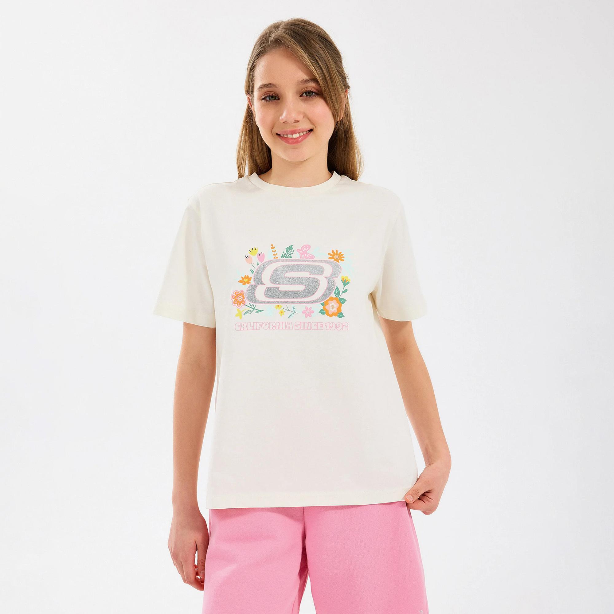 Skechers Graphic Regular Fit Çocuk Beyaz T-Shirt