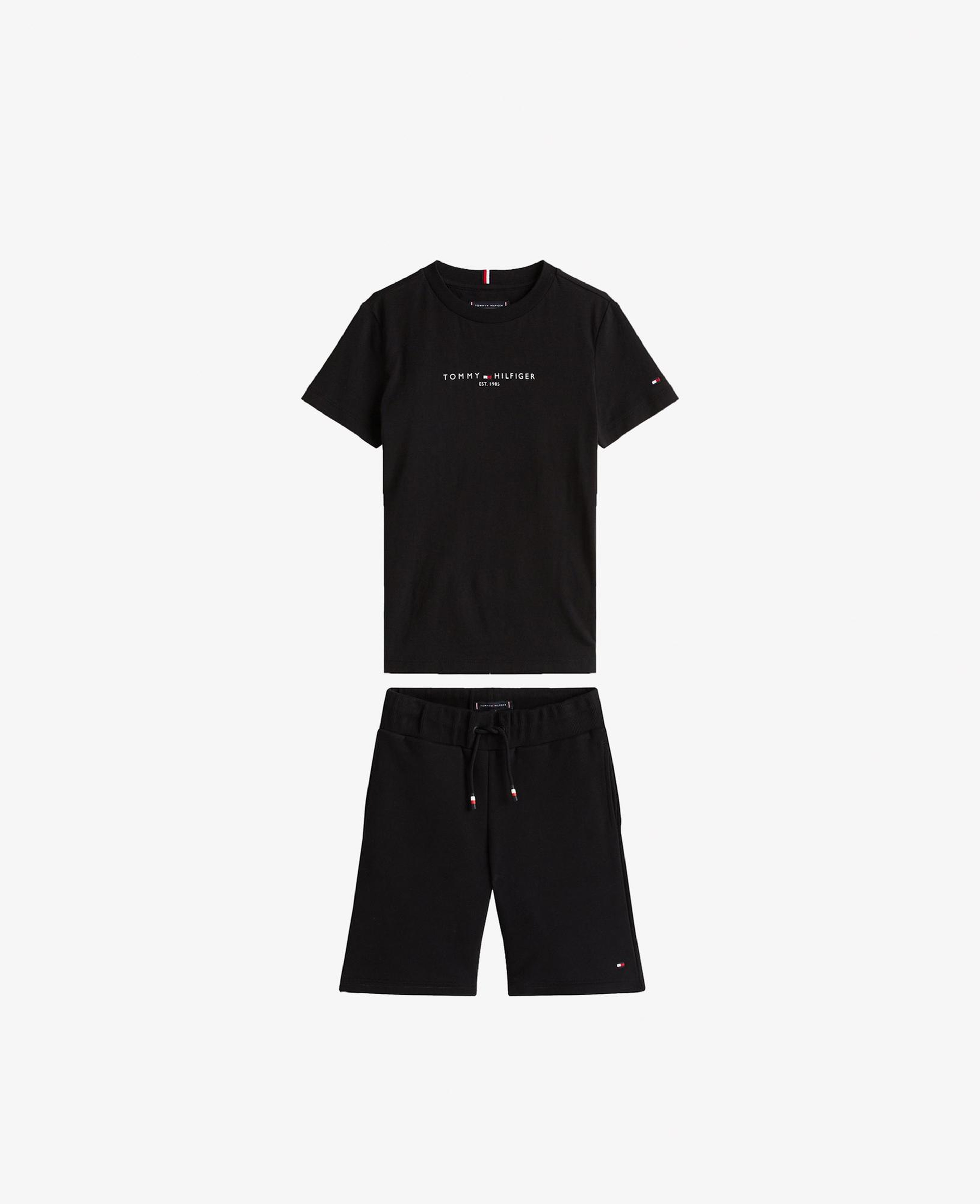 Tommy Hilfiger Baskılı Çocuk Siyah Şort Takım