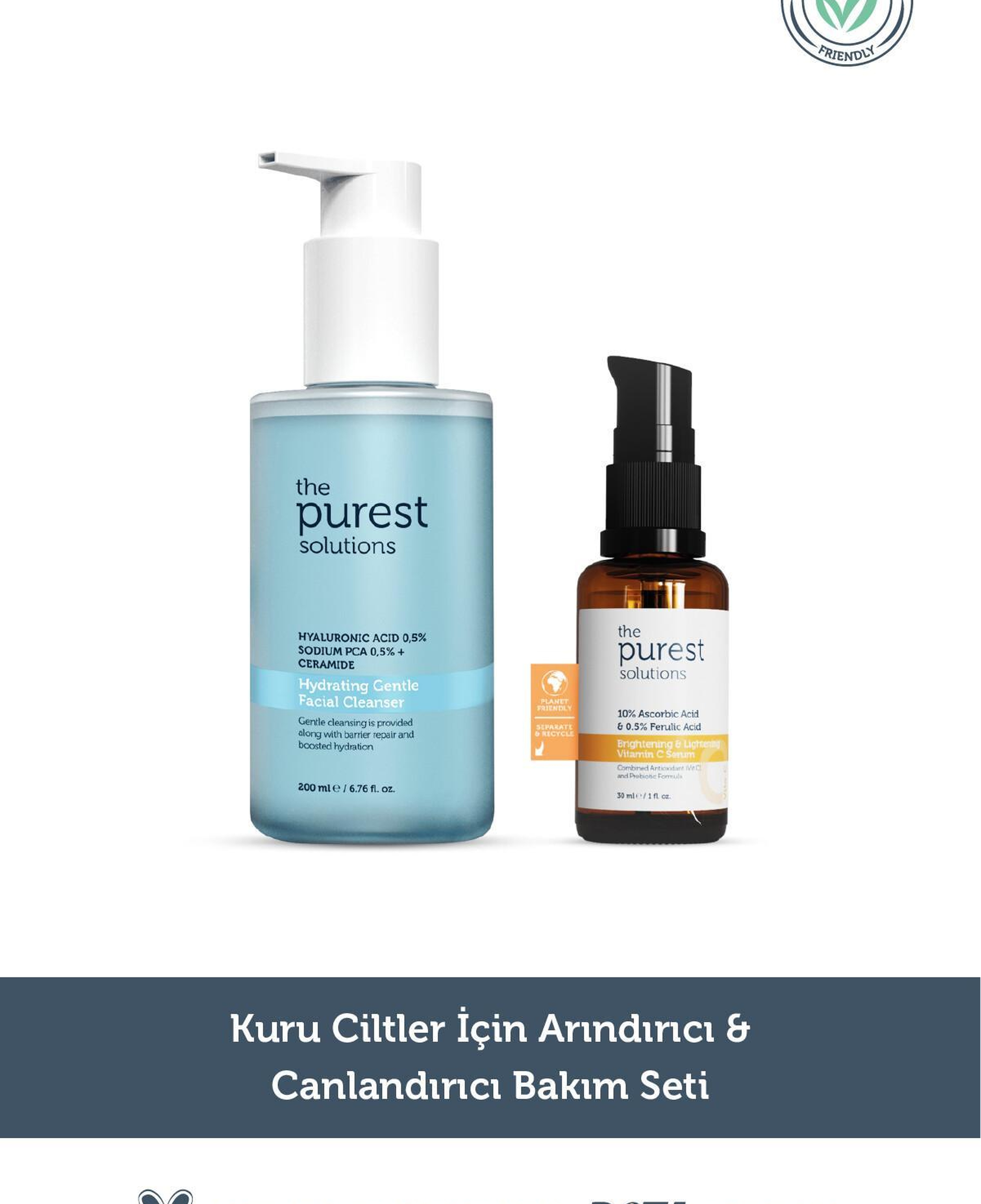 The Purest Solutions Kuru ciltler için Arındırıcı & Canlandırıcı Bakım Seti