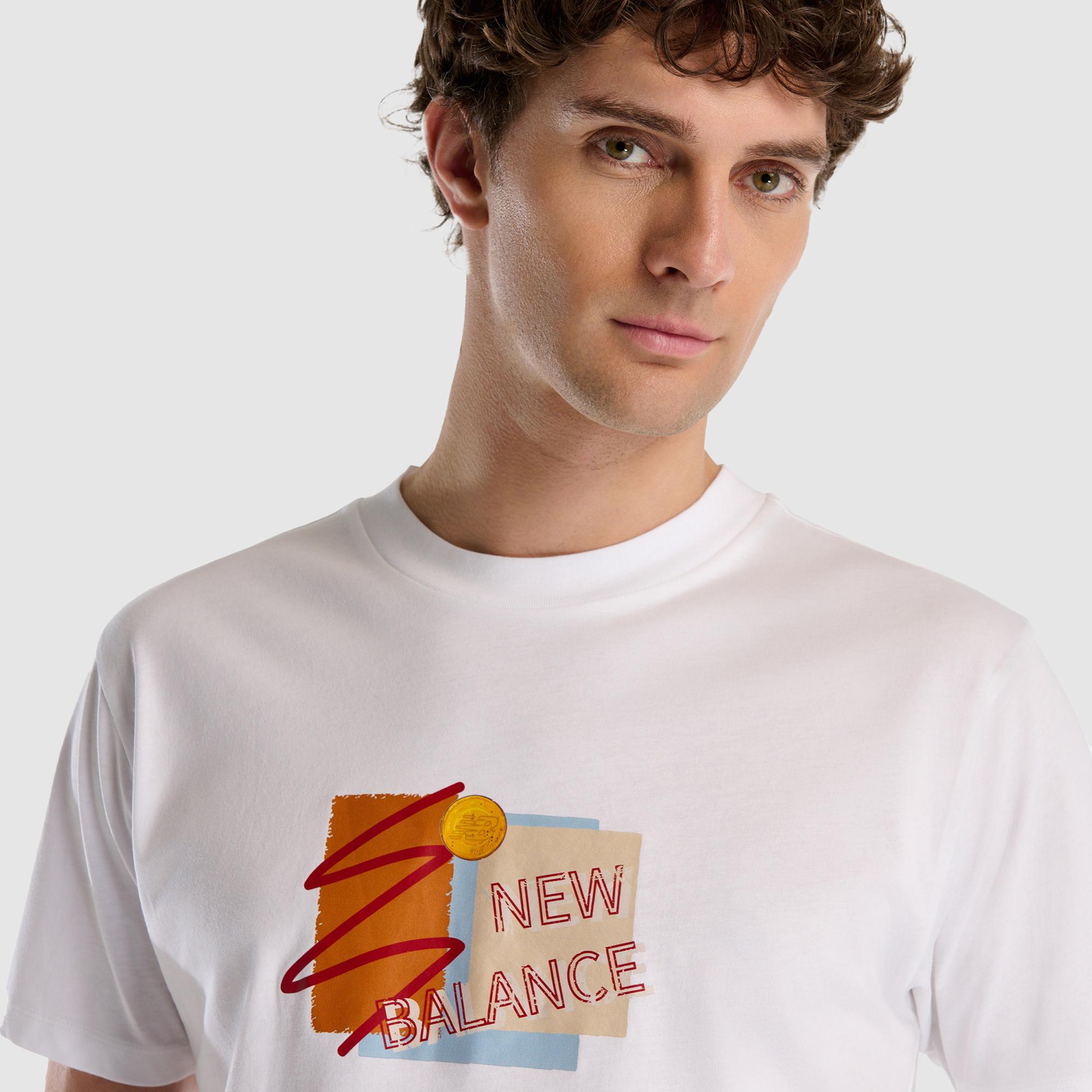 New Balance Erkek Beyaz T-Shirt