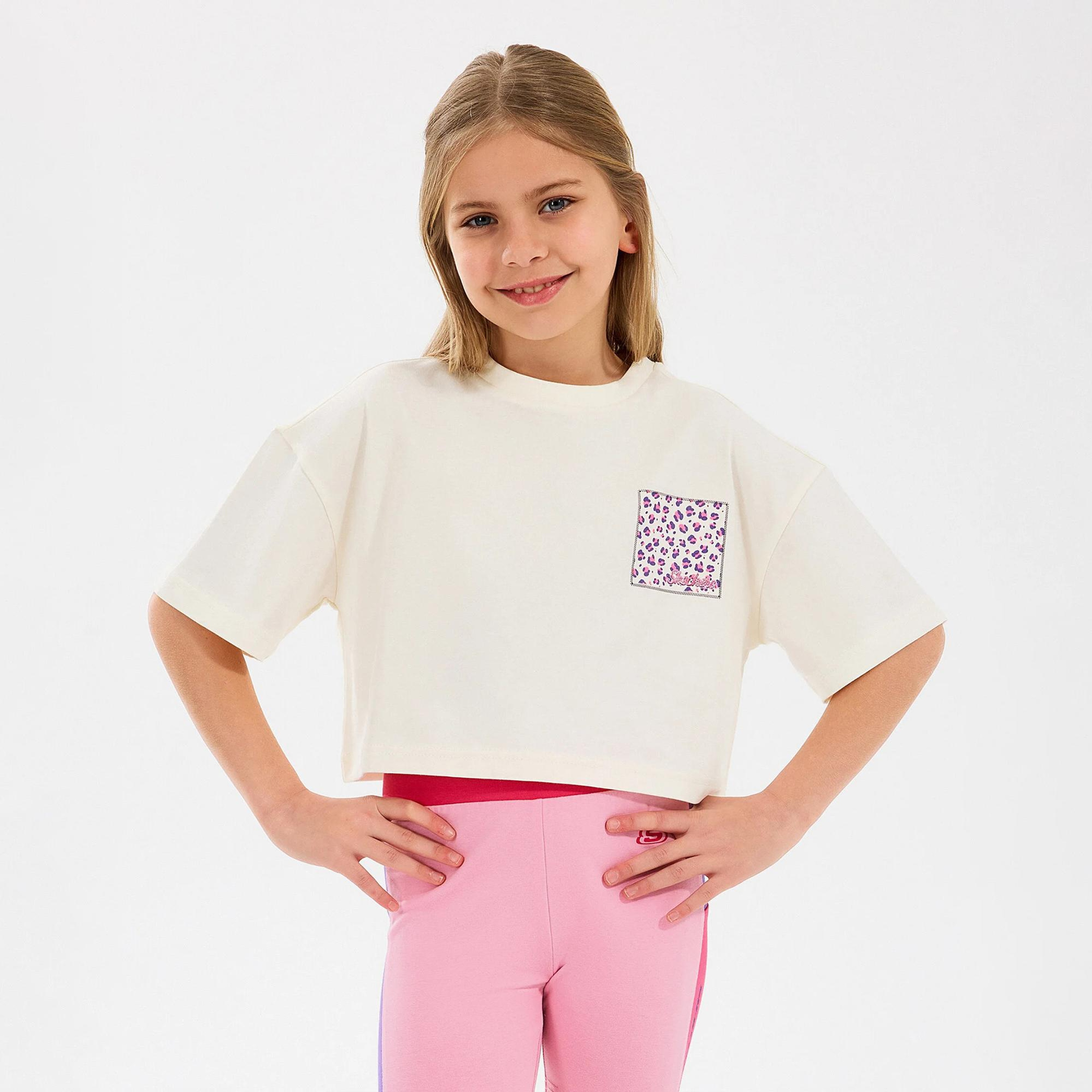 Skechers Graphic Cropped Çocuk Bej T-Shirt