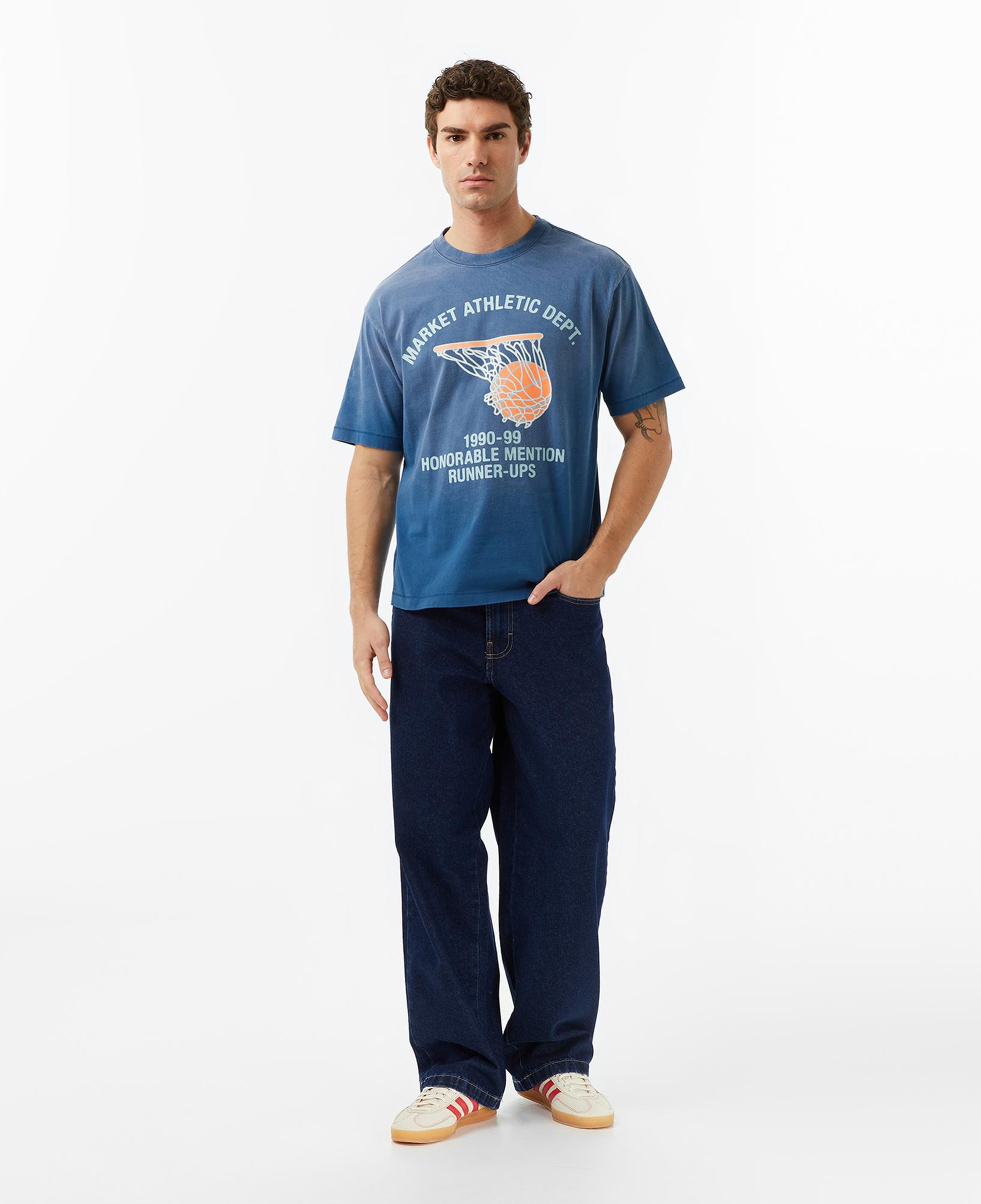 The Market 'Runner Up Basketball' Erkek Mavi T-Shirt