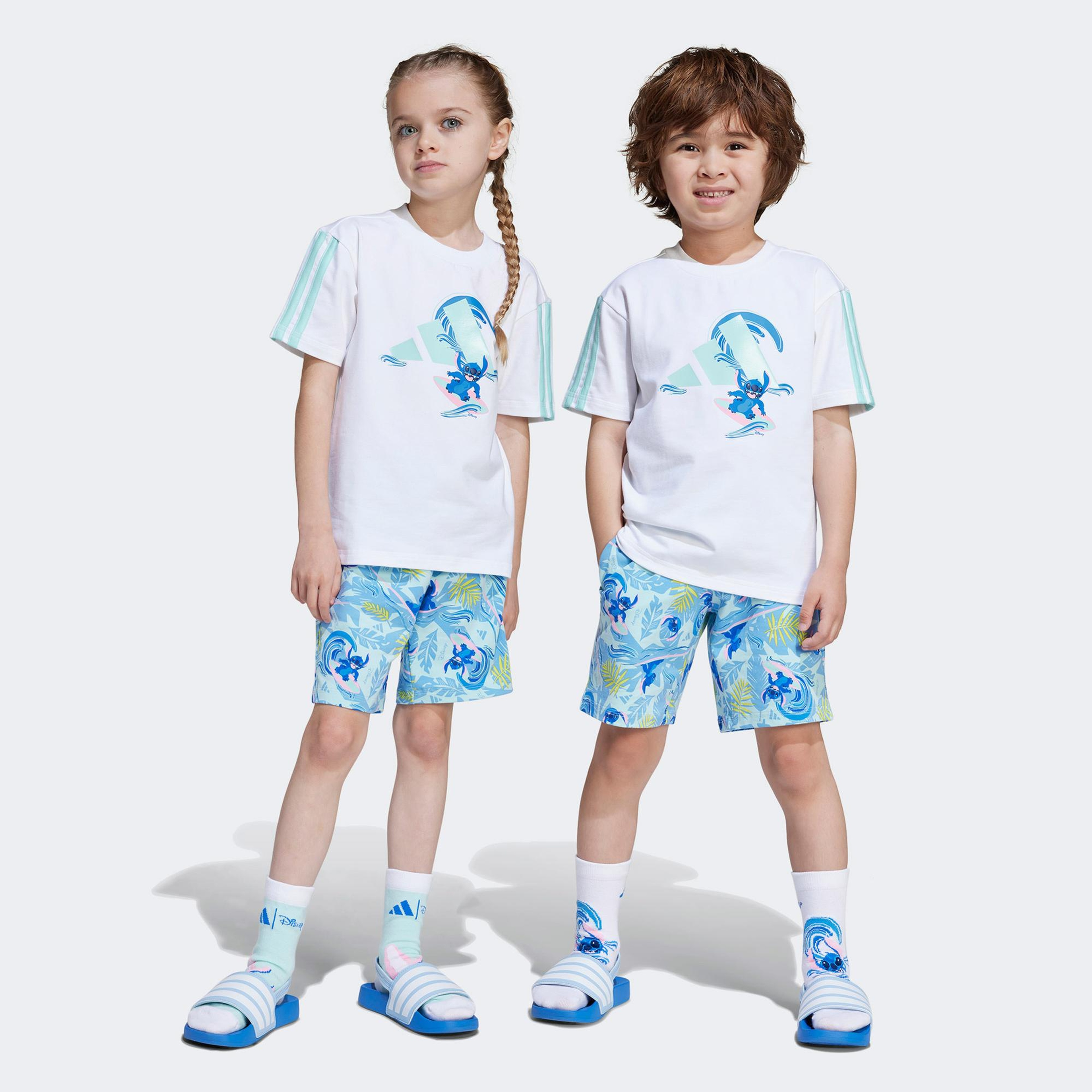 adidas Disney Lilo&Stich Çocuk Beyaz/Mavi Şort Takımı