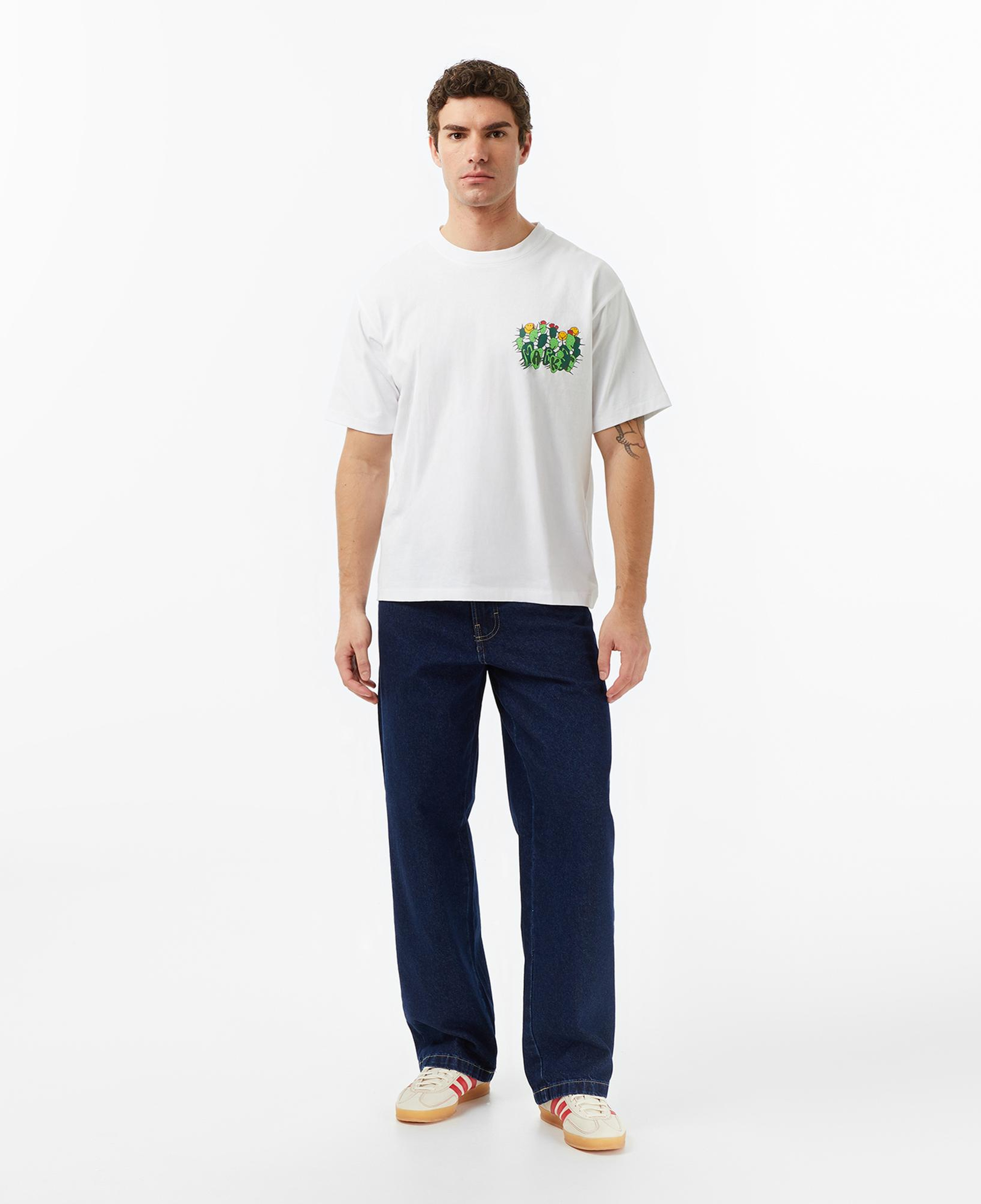 The Market 'Smiley Cactus Cropped' Erkek Beyaz T-Shirt