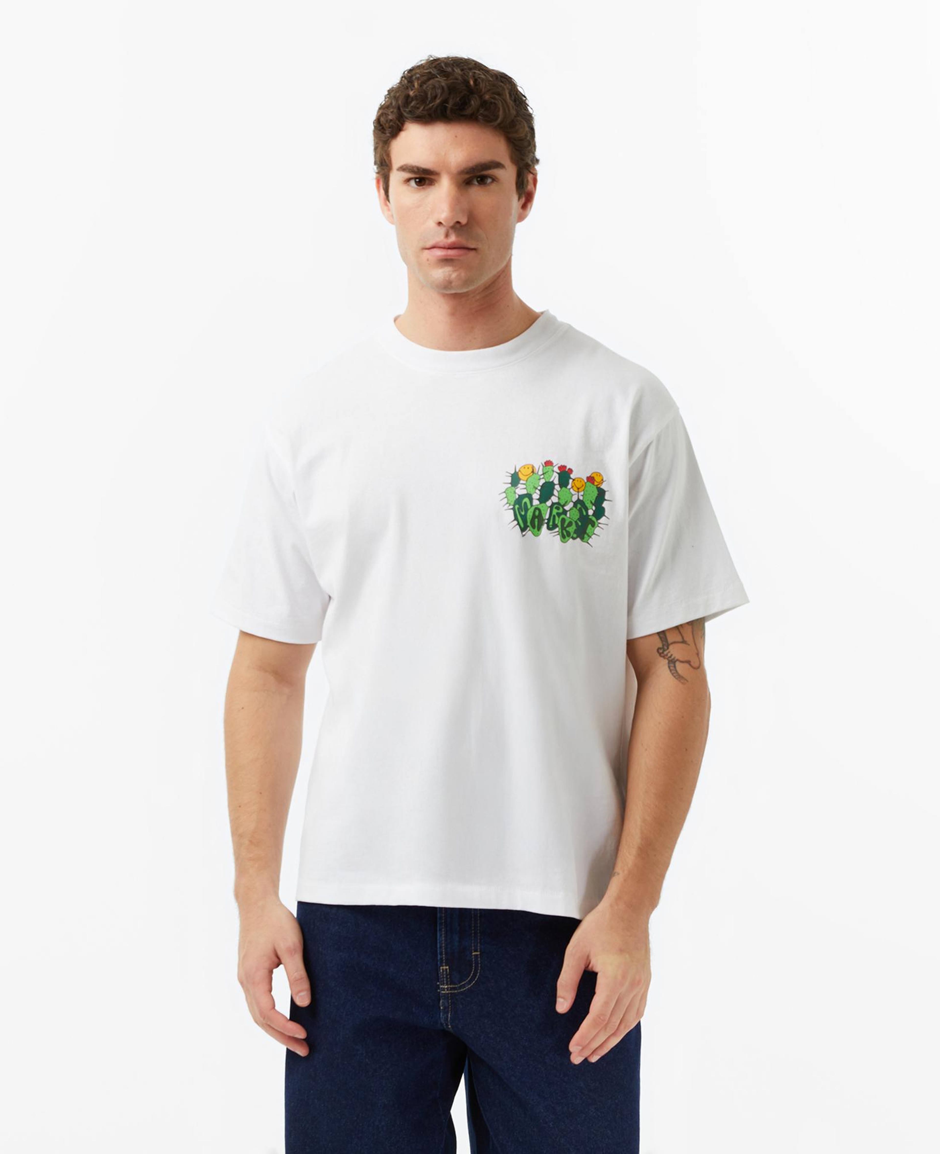 The Market 'Smiley Cactus Cropped' Erkek Beyaz T-Shirt