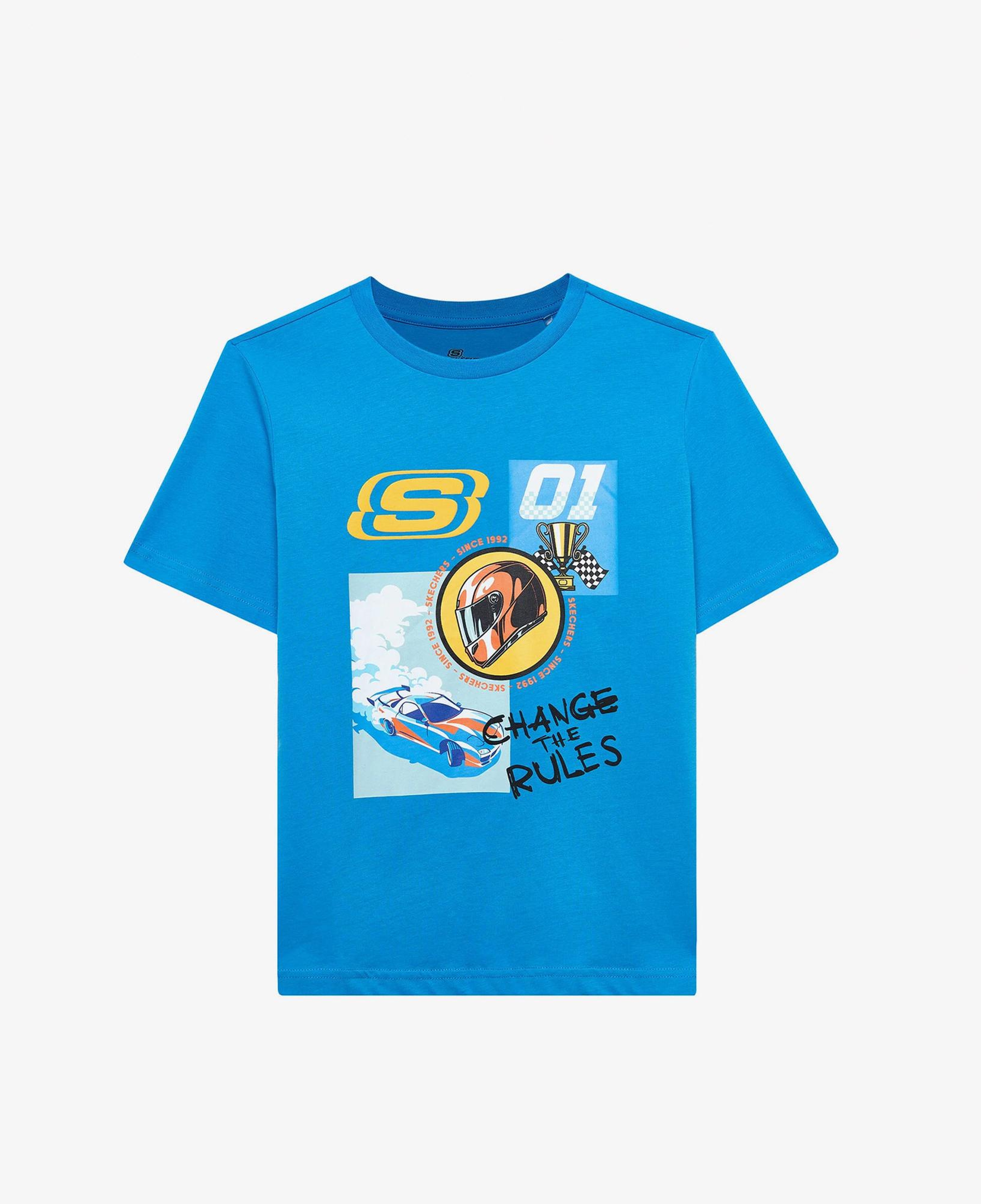 Skechers Regular Fit Baskılı Çocuk Mavi T-Shirt