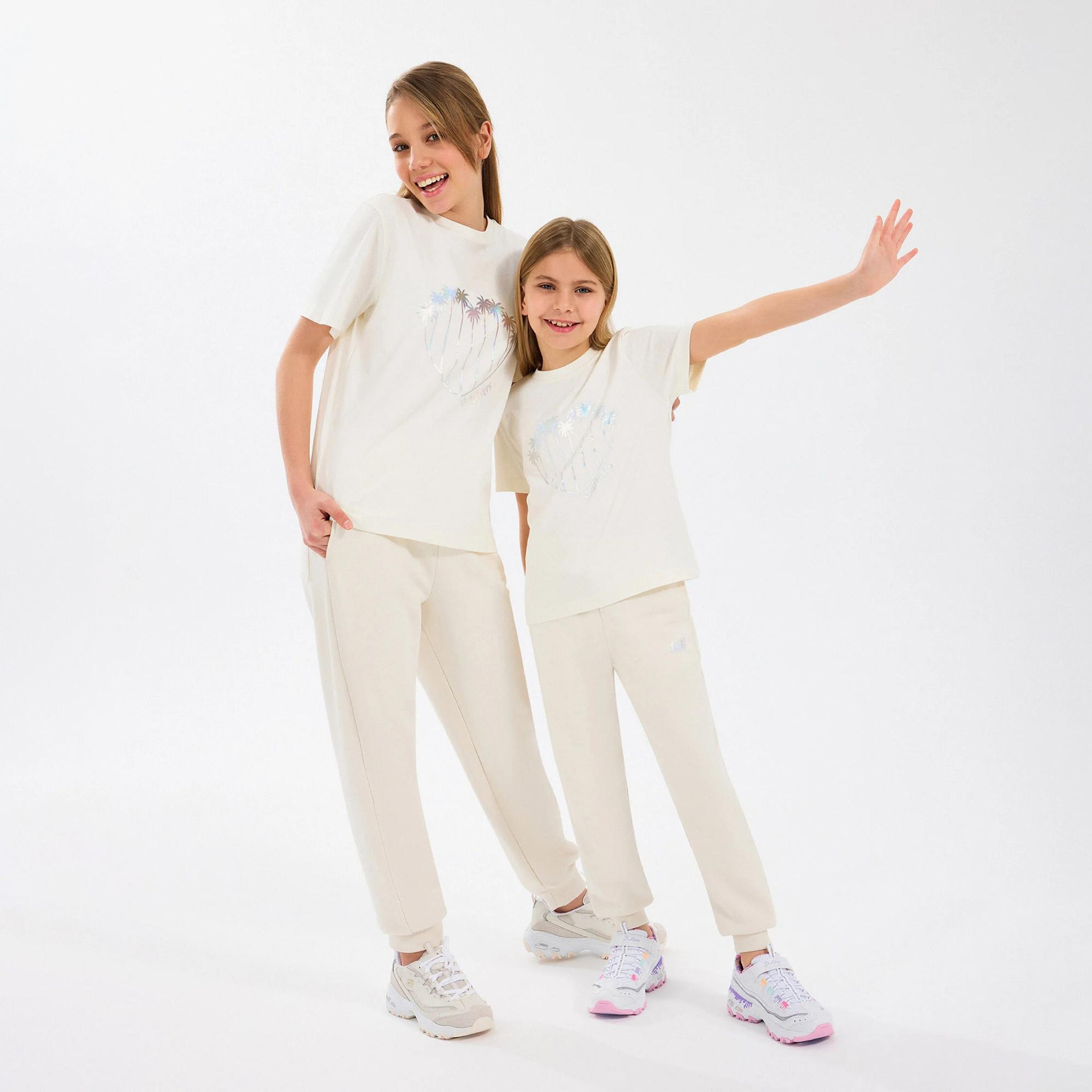 Skechers Regular Fit Baskılı Çocuk Beyaz T-Shirt