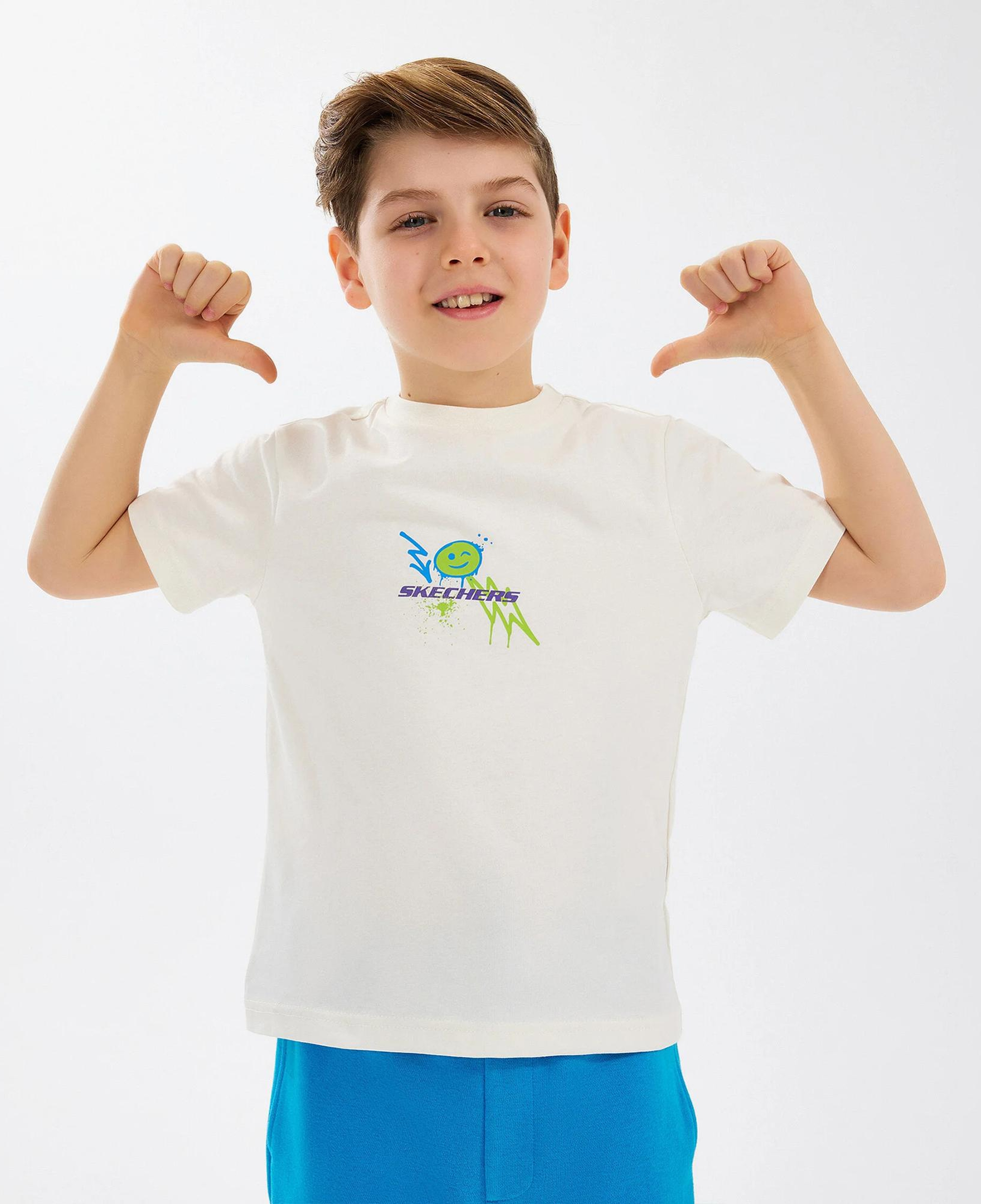 Skechers Graphic Çocuk Beyaz T-Shirt