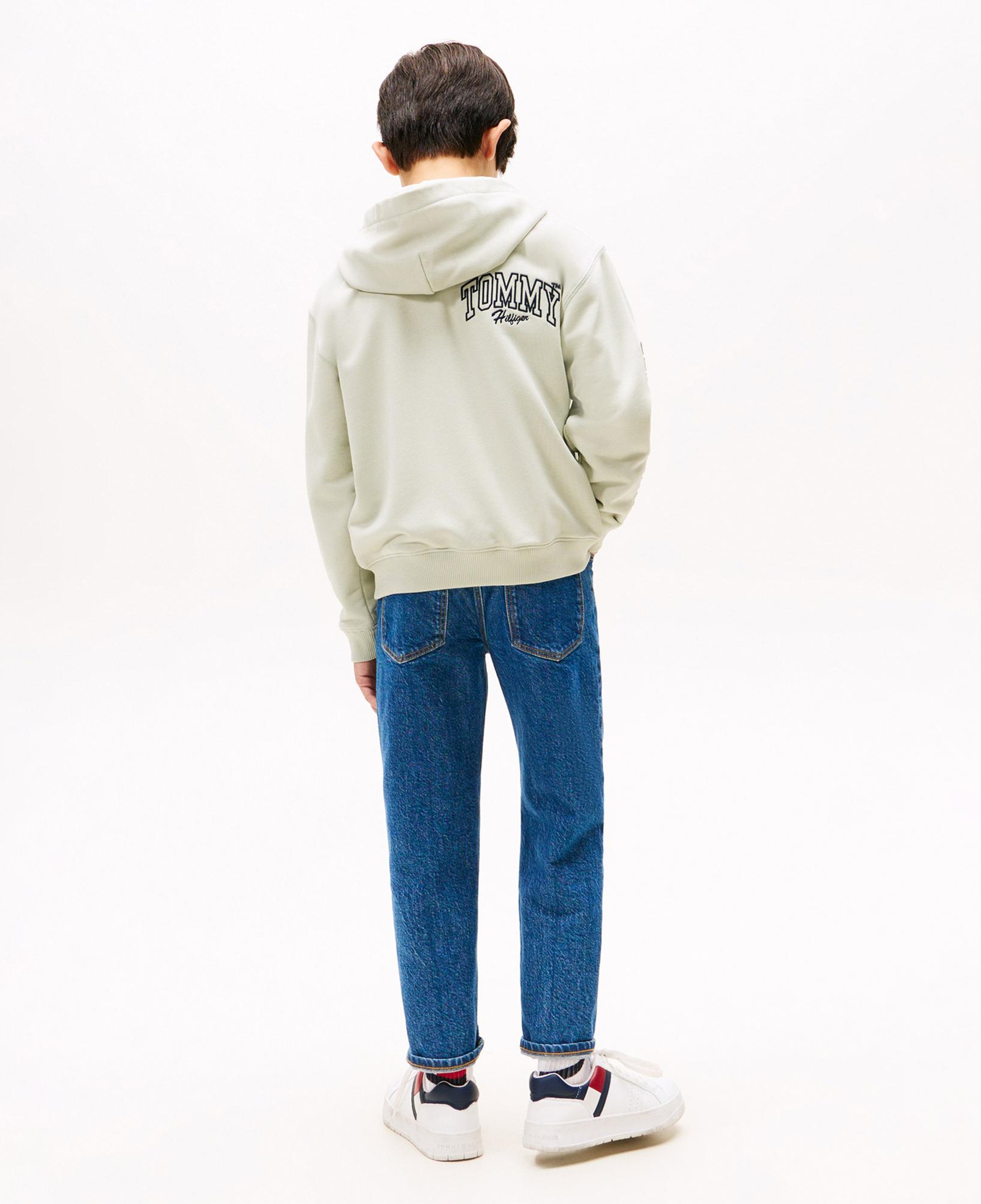 Tommy Hilfiger Varsity Graphic Snap Button Çocuk Bej Sweatshirt