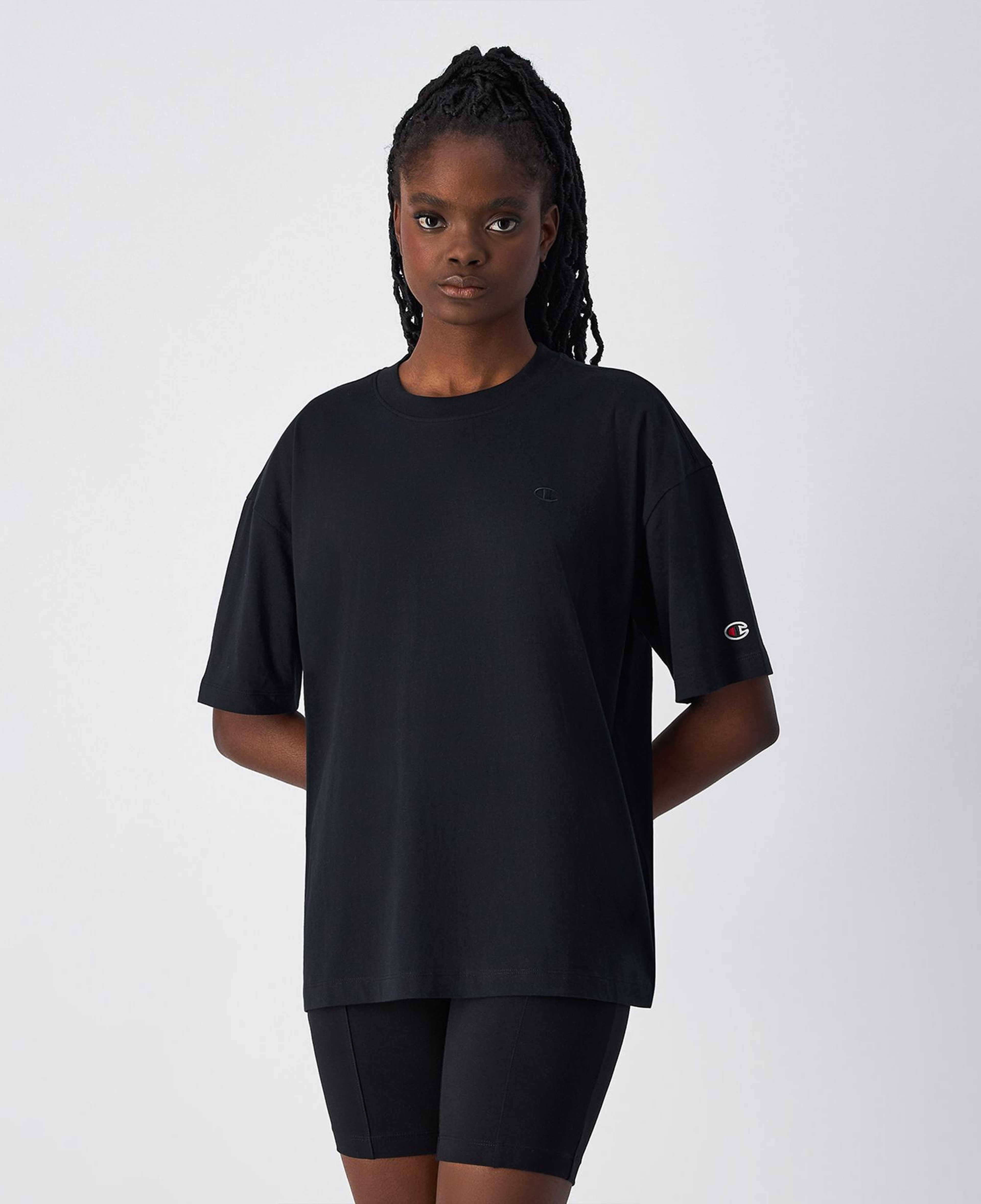 Champion Crewneck SS Kadın Siyah T-Shirt