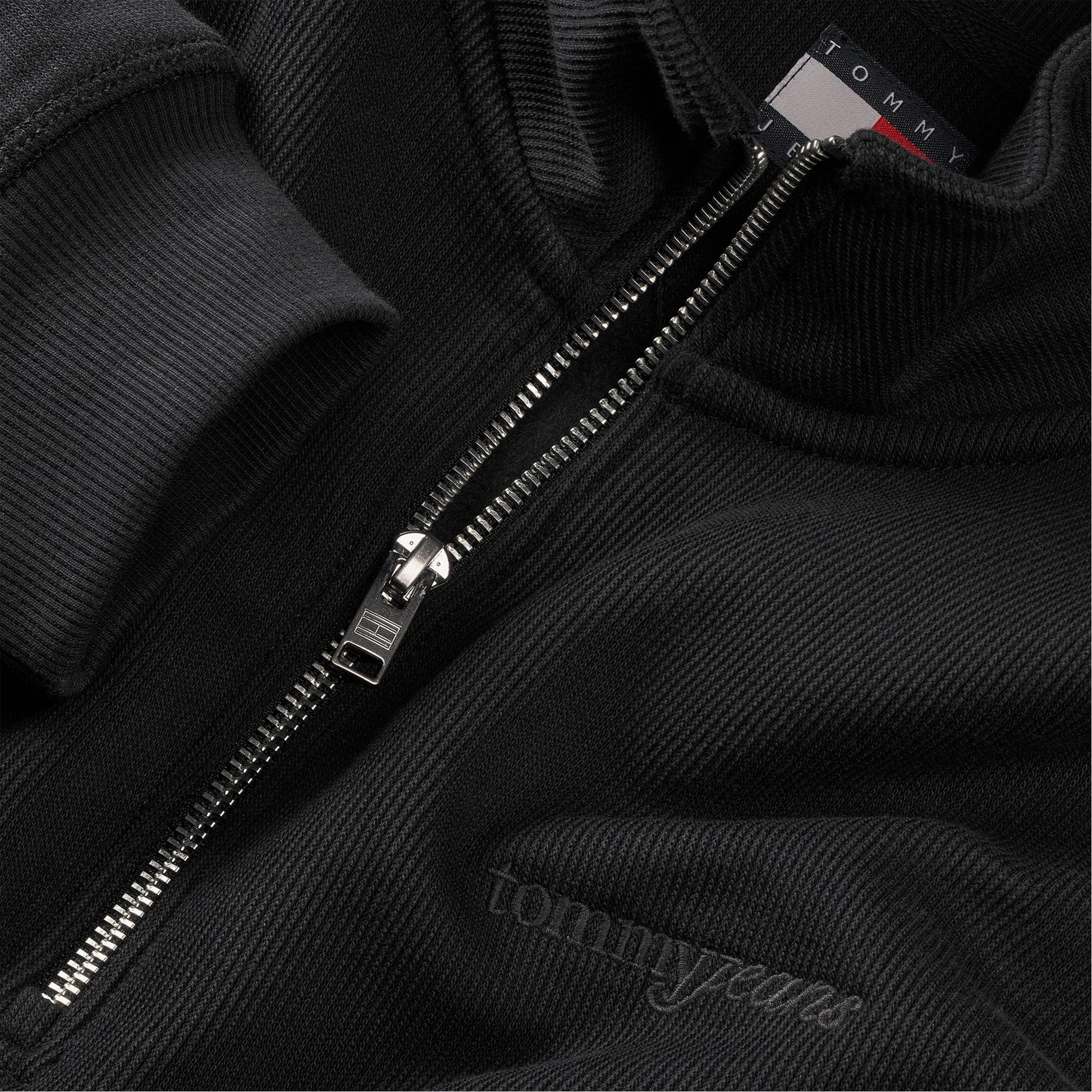 Tommy Hilfiger Jeans 90s Script Rib Fleece Erkek Siyah Sweatshirt