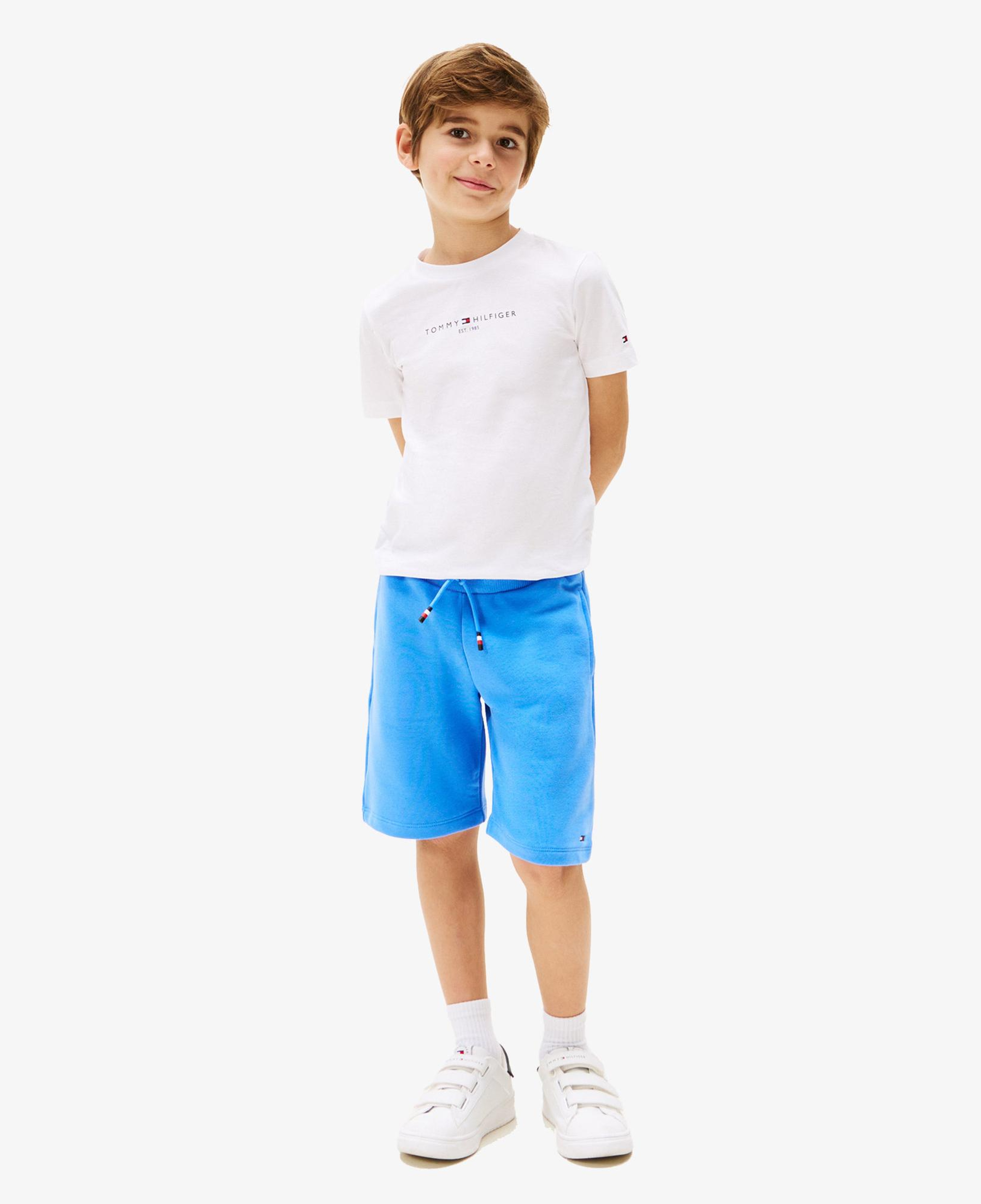 Tommy Hilfiger Baskılı Çocuk Beyaz/Mavi Şort Takım