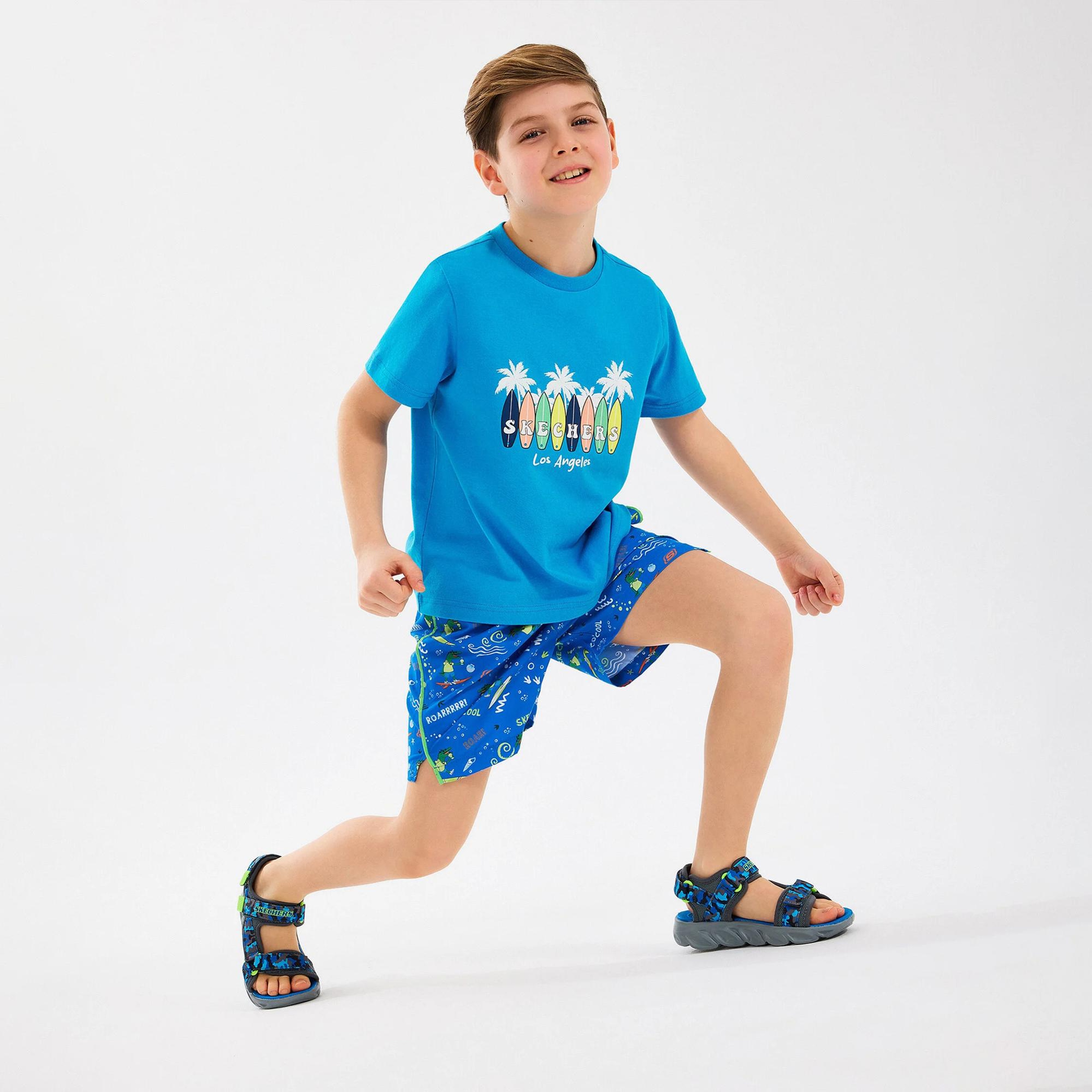 Skechers B5 Inch Allover Print Çocuk Mavi Mayo