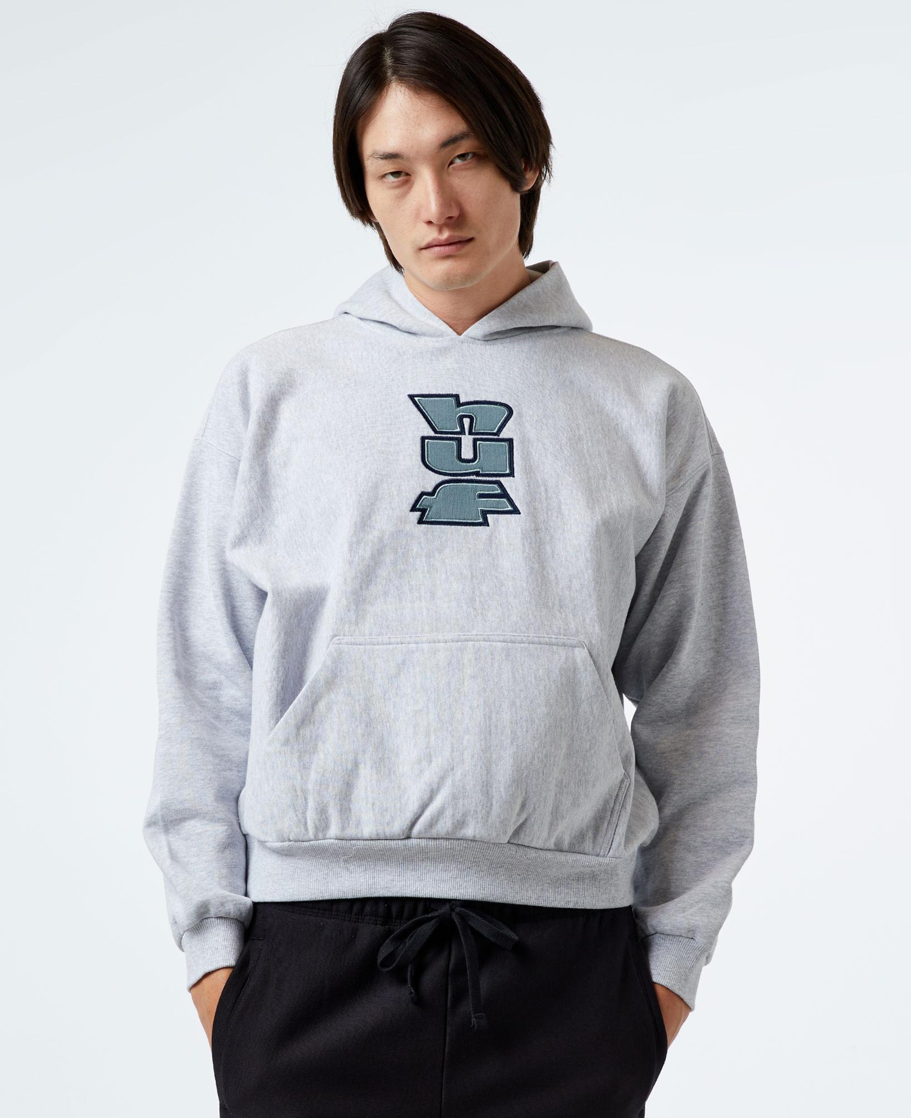 HUF Benton Heavyweight Fleece Erkek Gri Hoodie