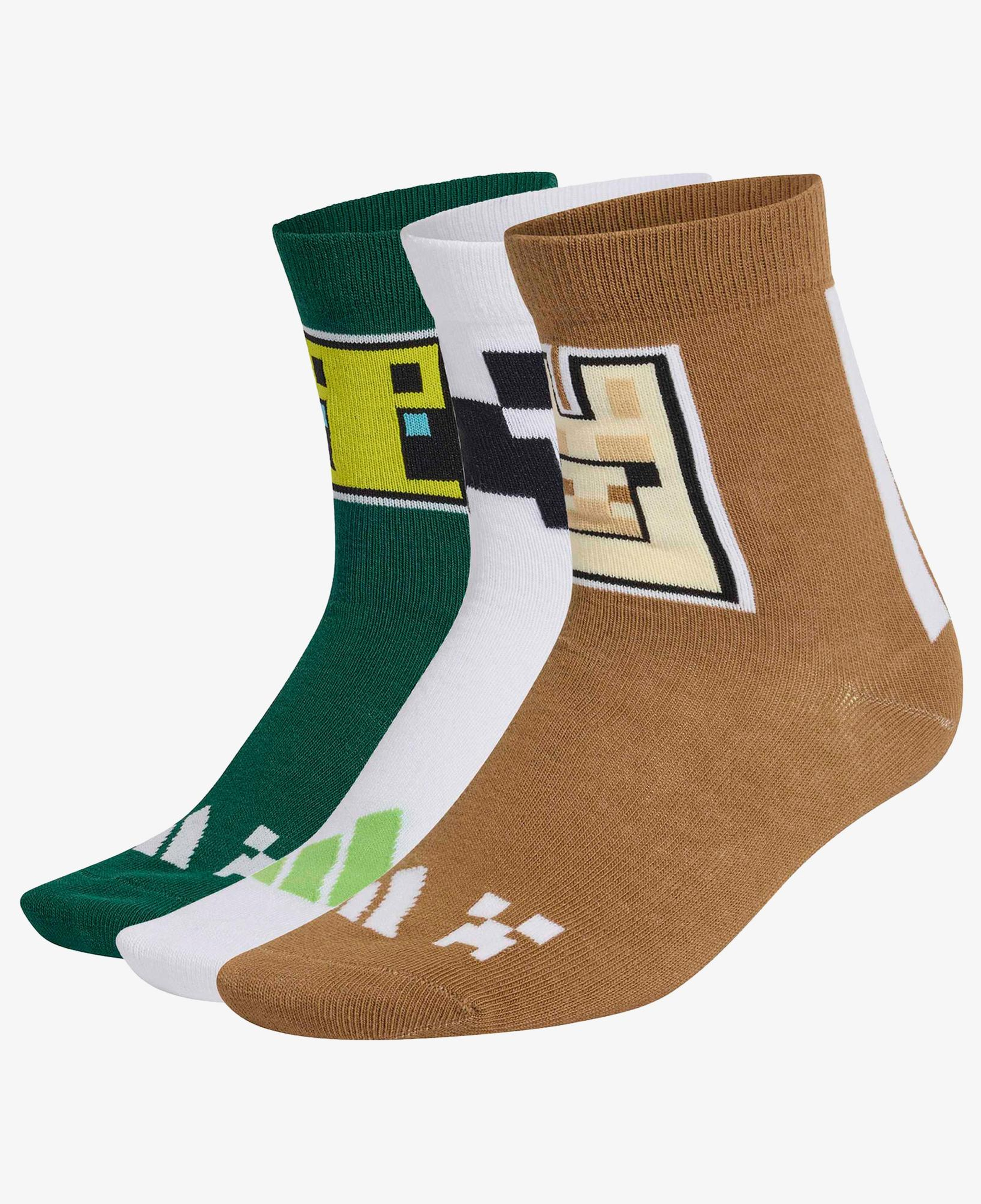 adidas Minecraft Çocuk Kahverengi/Beyaz/3'lü Çorap