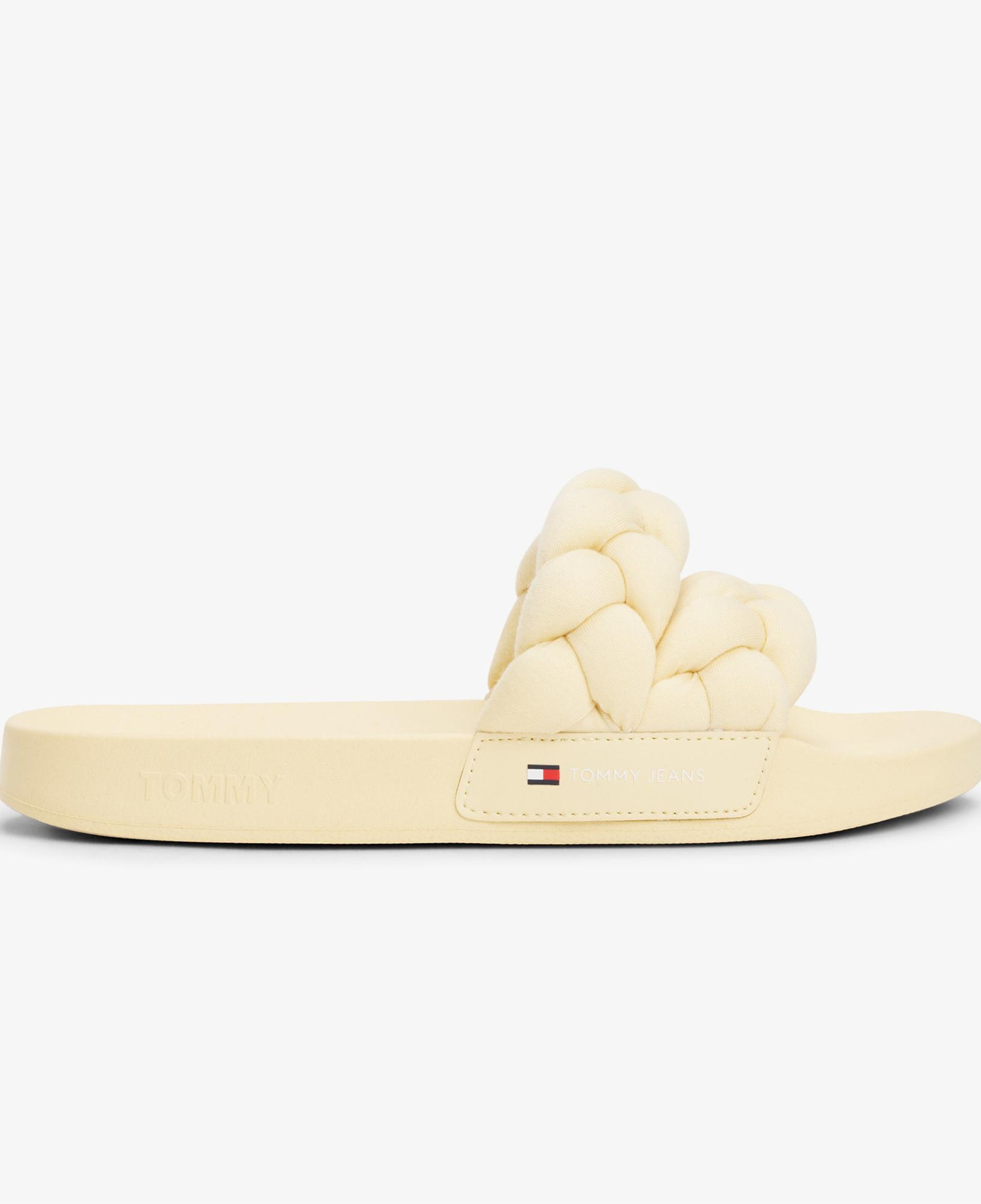 Tommy Jeans Logolu Kalın Örgülü Çift Bantlı Kadın Bej Terlik