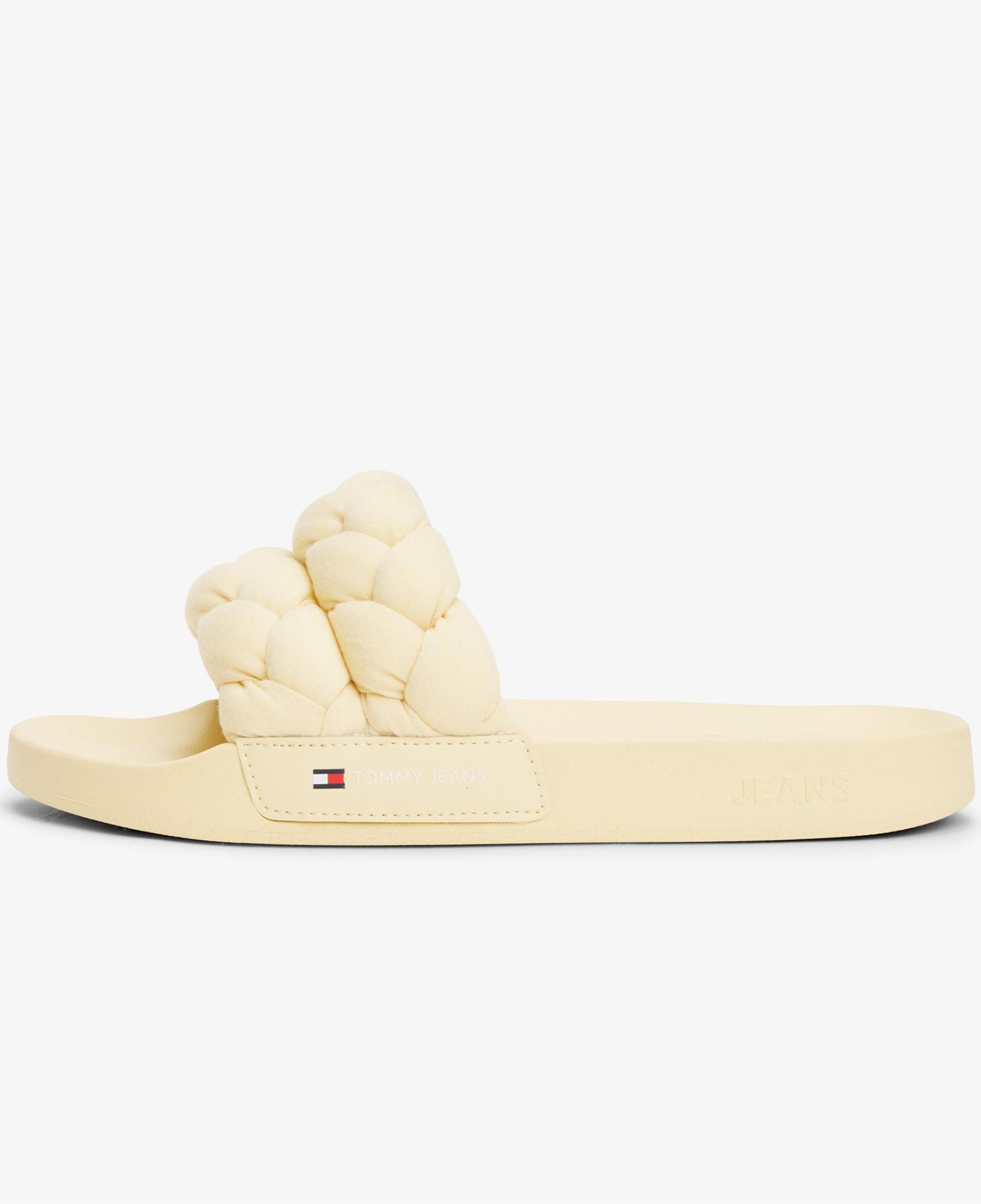 Tommy Jeans Logolu Kalın Örgülü Çift Bantlı Kadın Bej Terlik